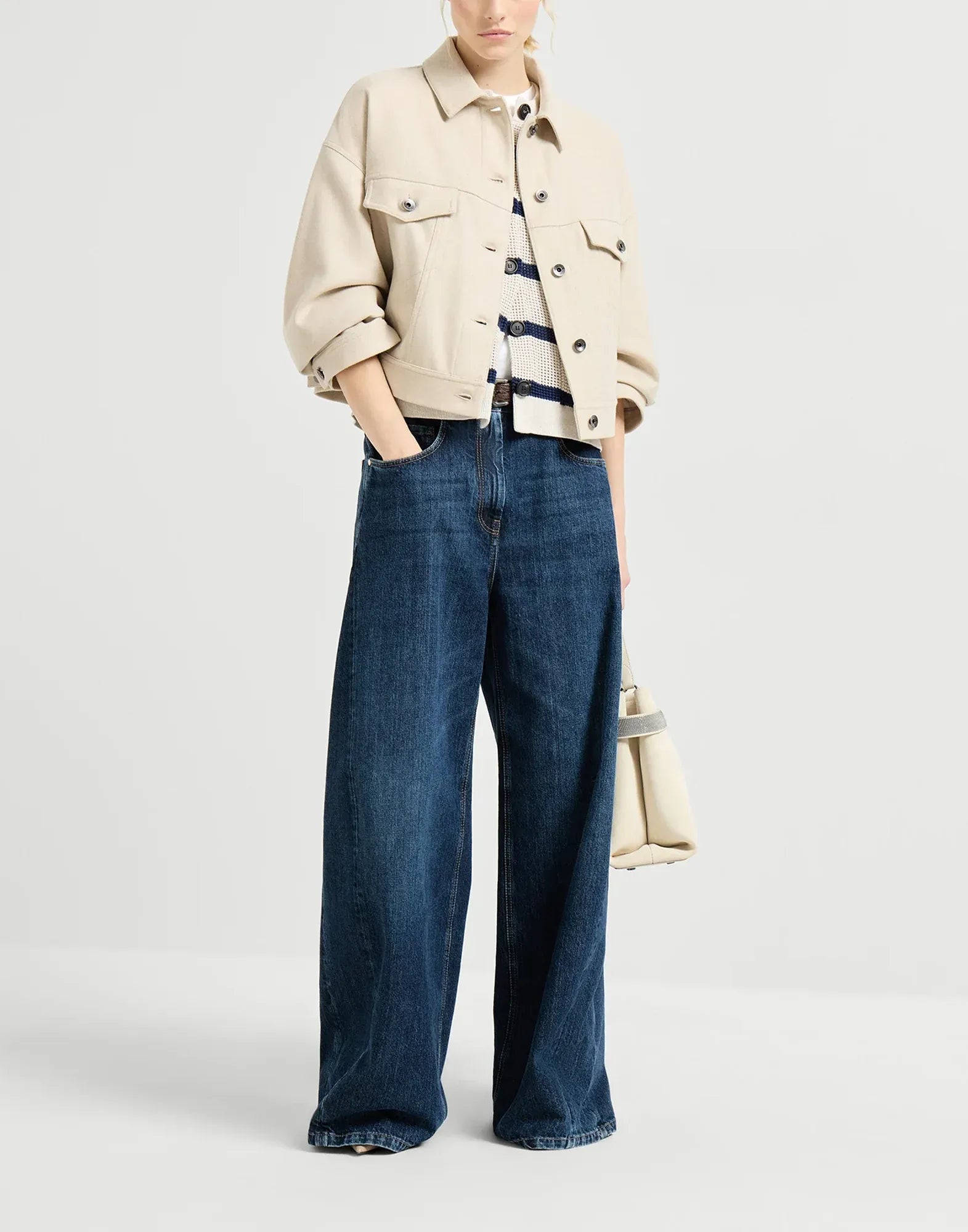 Brunello Cucinelli Wide Denim Monili Jeans