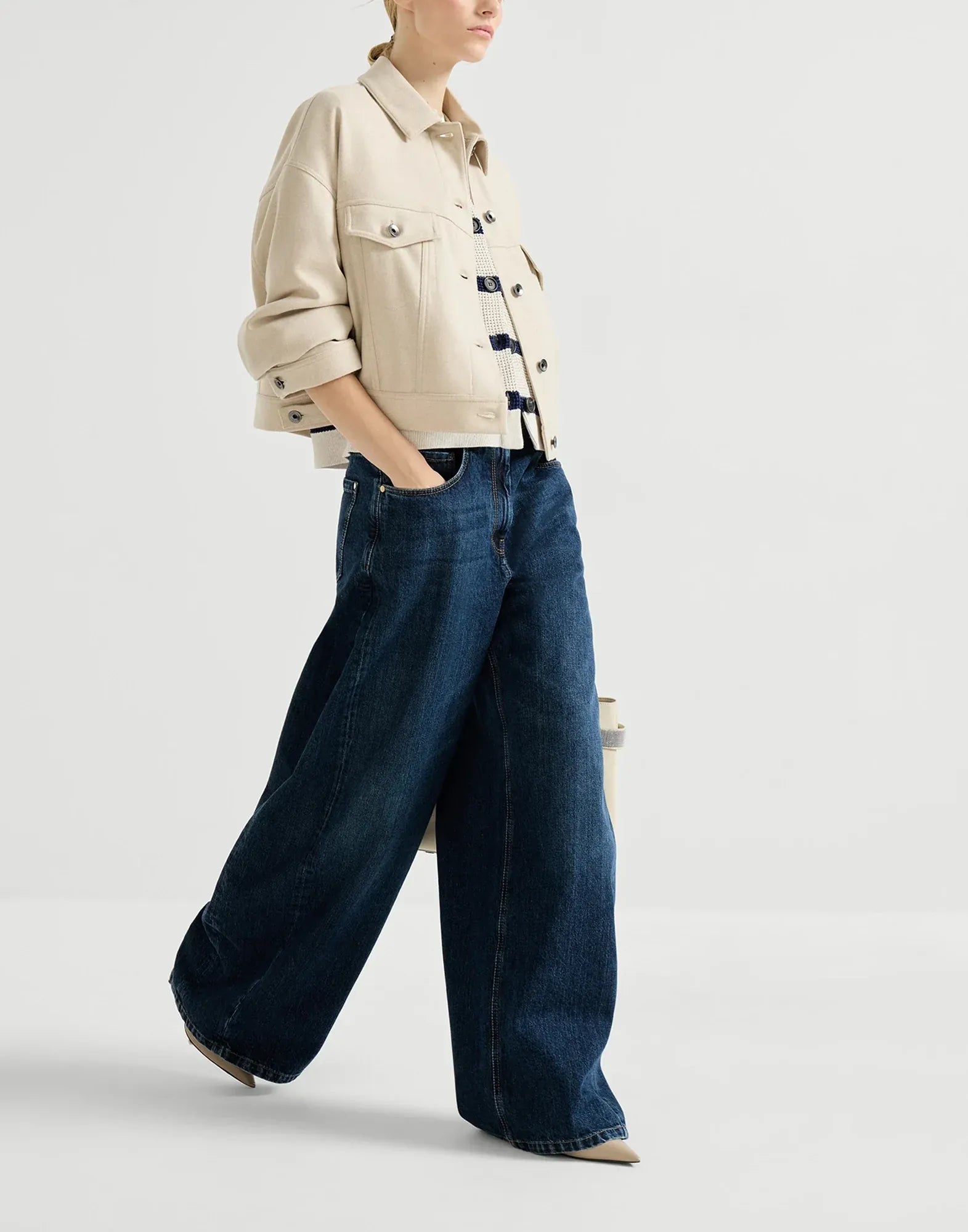 Brunello Cucinelli Wide Denim Monili Jeans