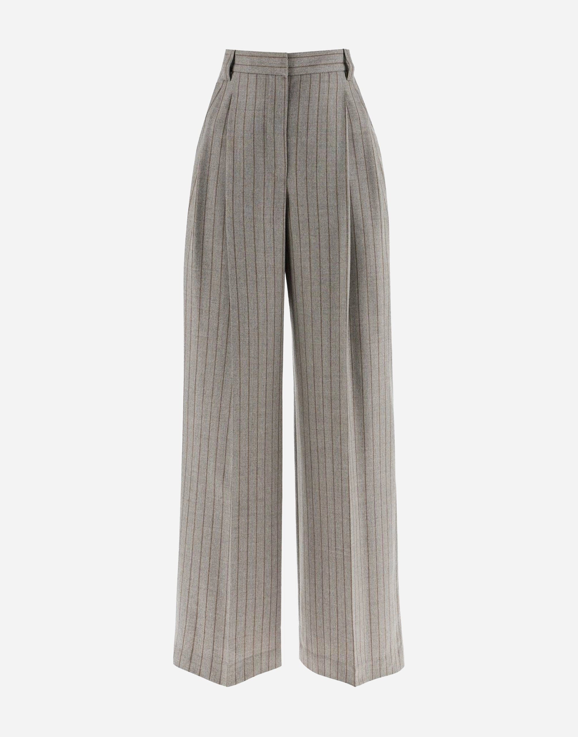 Brunello Cucinelli Wide Virgin Wool Pinstripe Pants