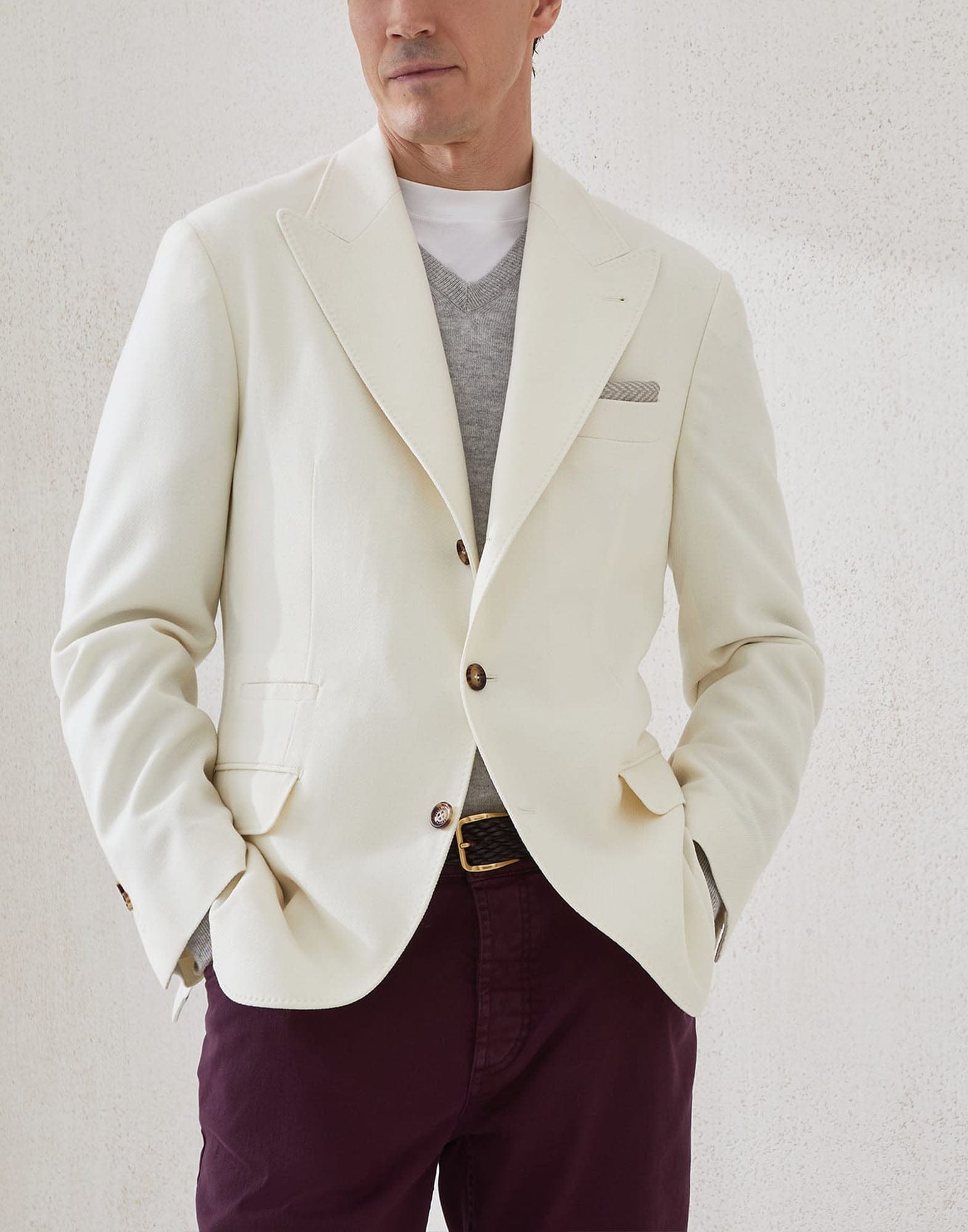 Brunello Cucinelli Wool-Blend Cavalry Deconstructed Blazer | Sendegaro