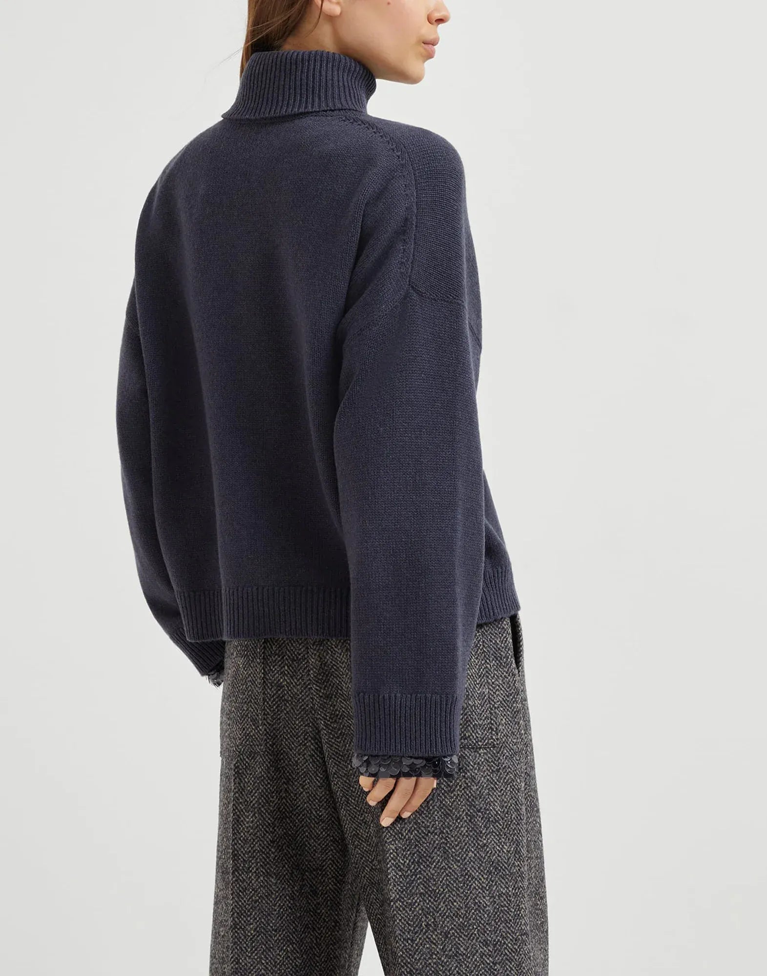 Brunello Cucinelli Wool-Blend Drop Cuffs Turtleneck Sweater