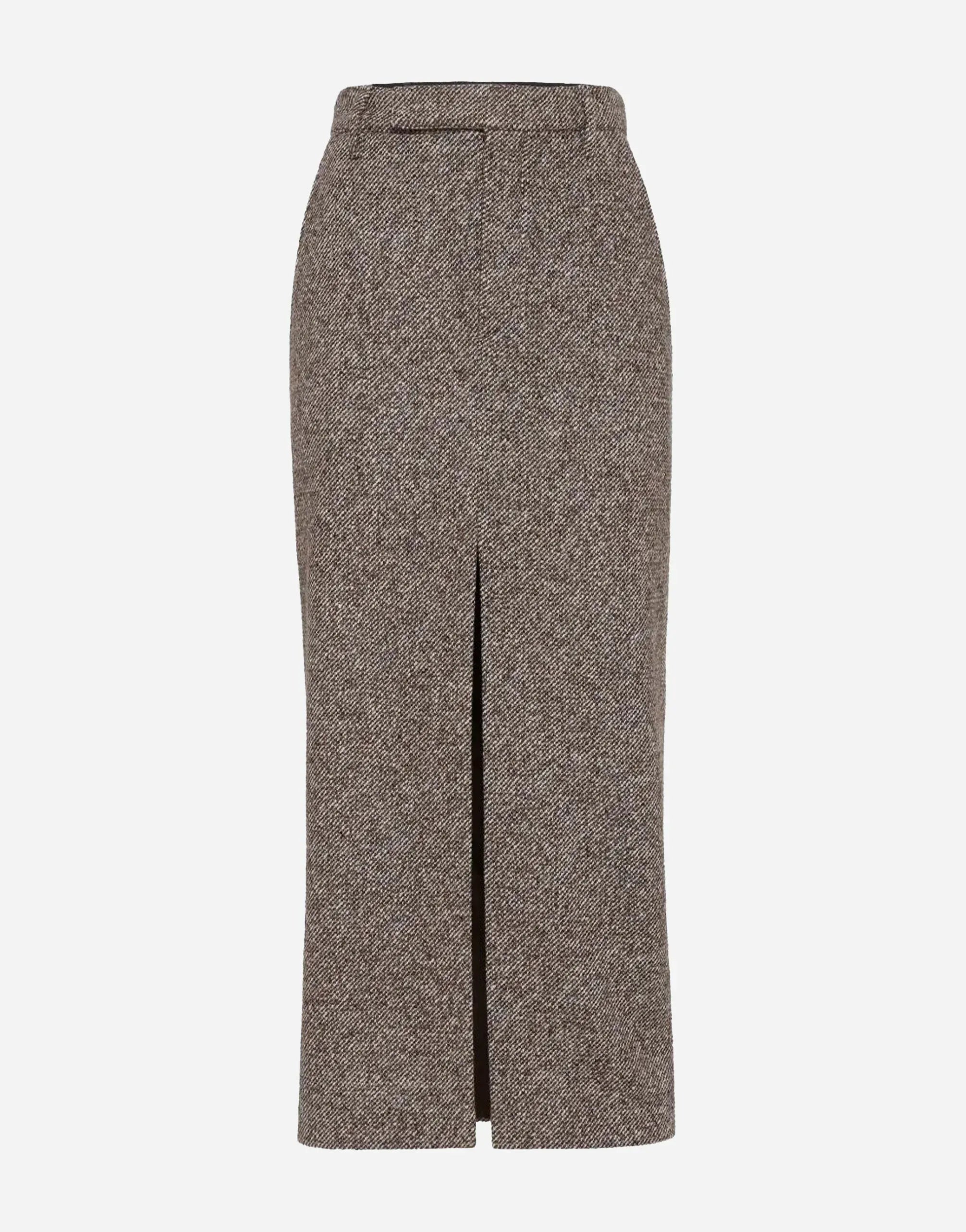 Brunello Cucinelli Wool-Blend Mélange Diagonal Pencil Skirt