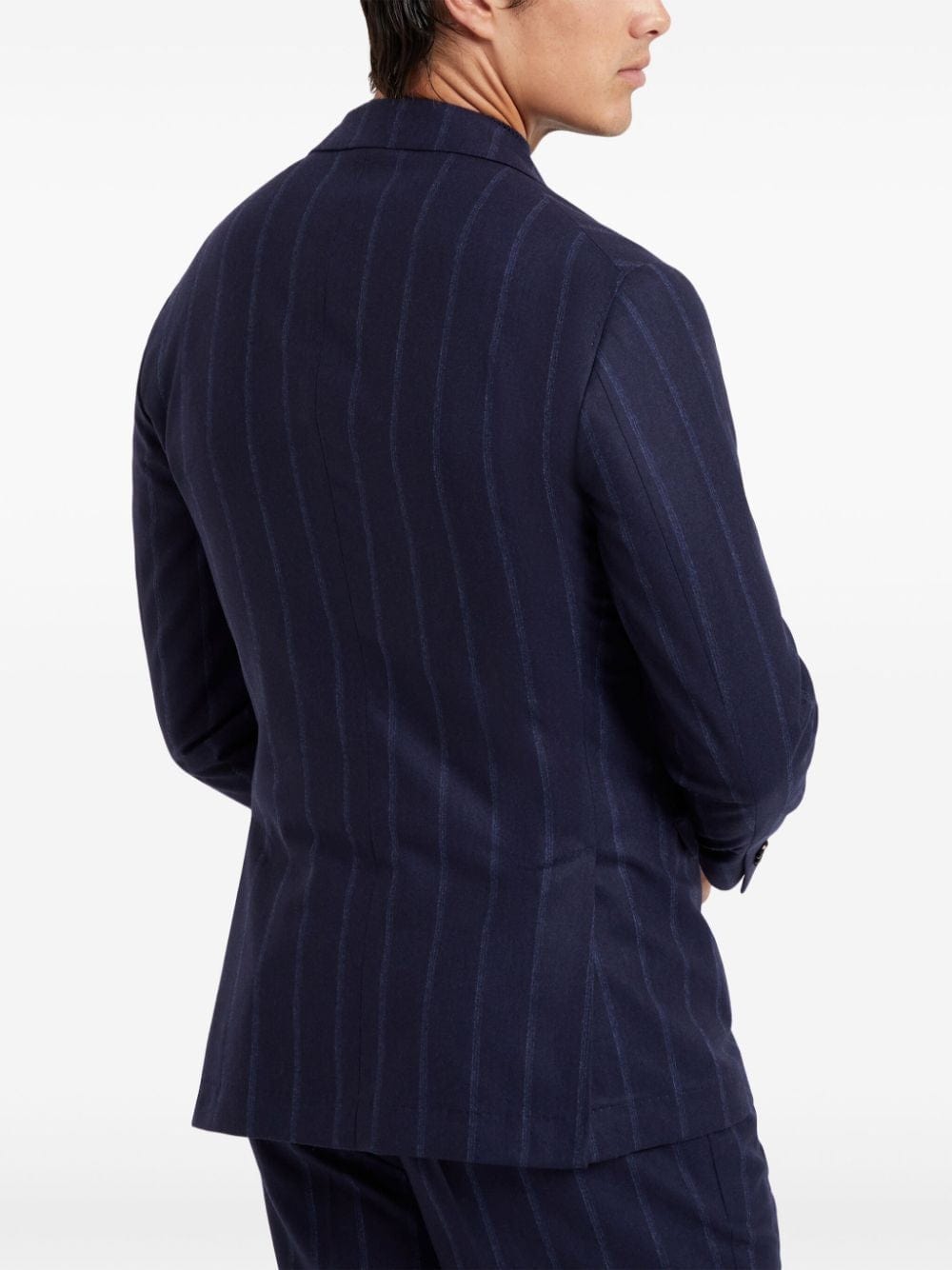 Brunello Cucinelli Wool-Blend Stripe Flannel Deconstructed Blazer