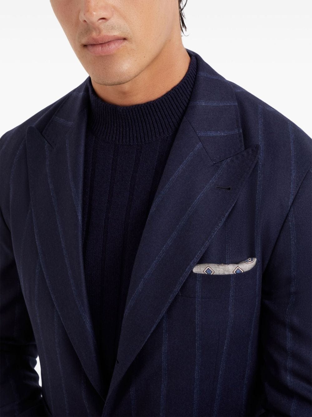 Brunello Cucinelli Wool-Blend Stripe Flannel Deconstructed Blazer