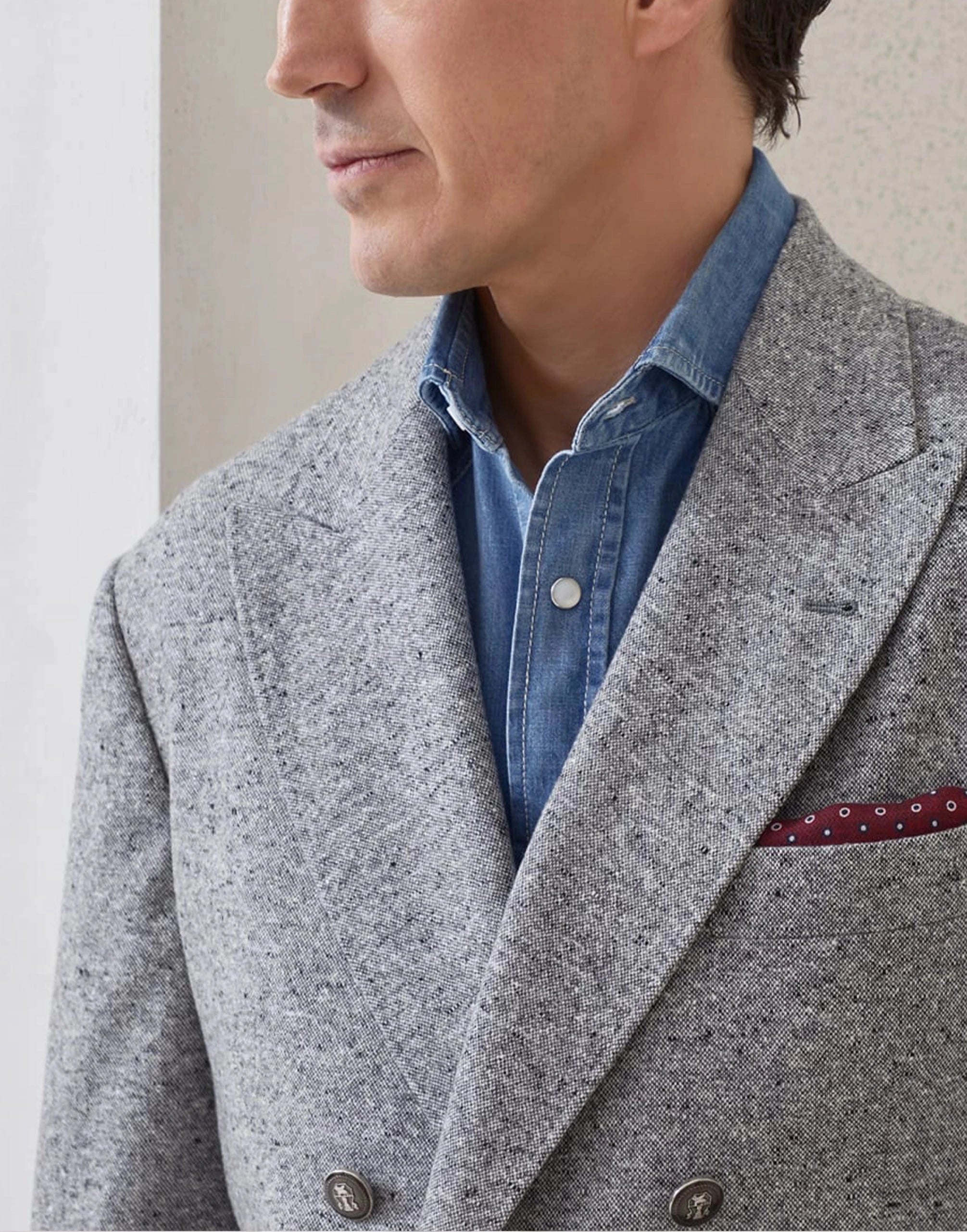 Brunello Cucinelli Wool-Cashmere Blend Flecked Grisaille Suit Brunello Cucinelli Wool-Cashmere Blend Flecked Grisaille Suit