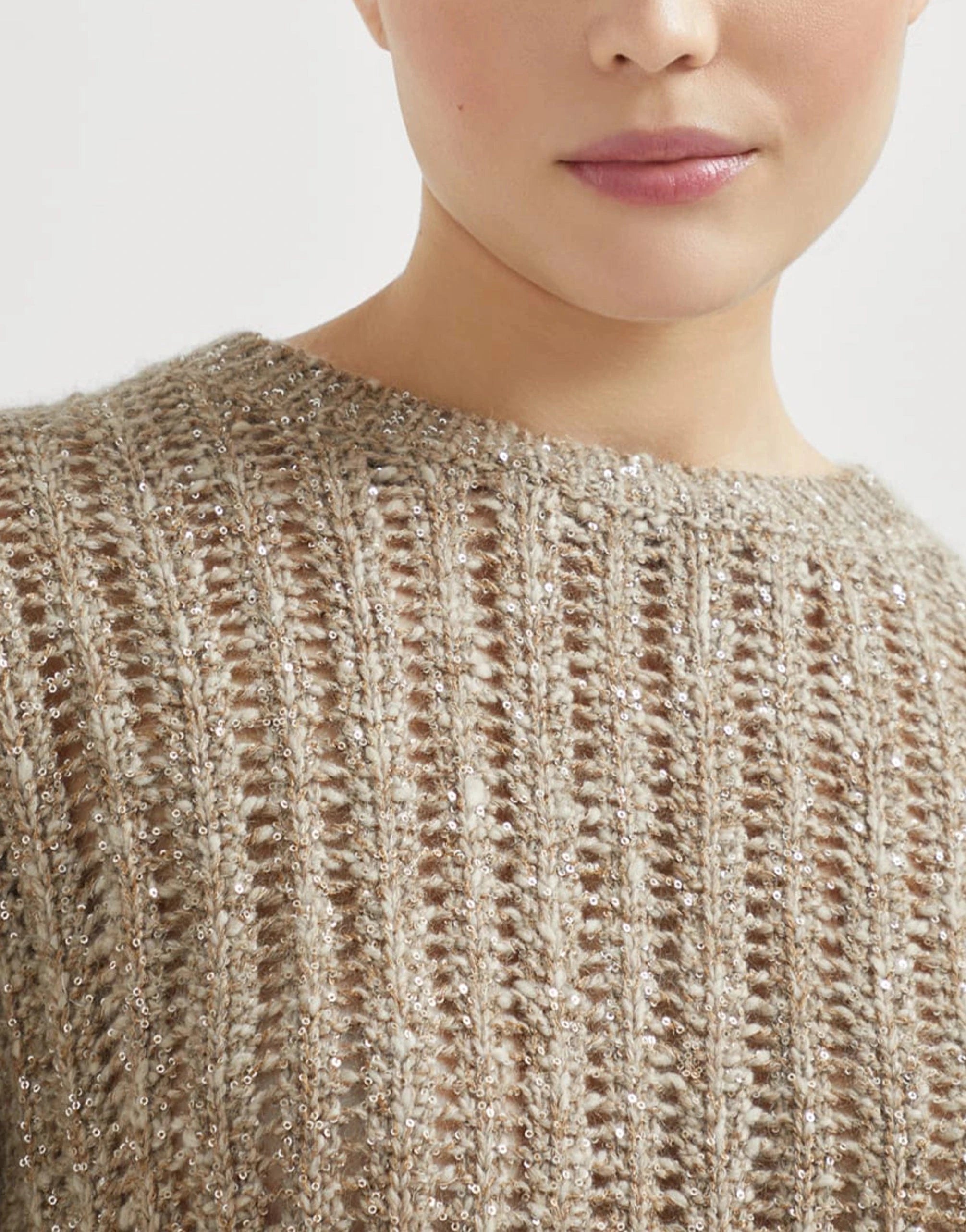 Brunello Cucinelli Wool-Cashmere Blend Mohair Dazzling Rib Sweater