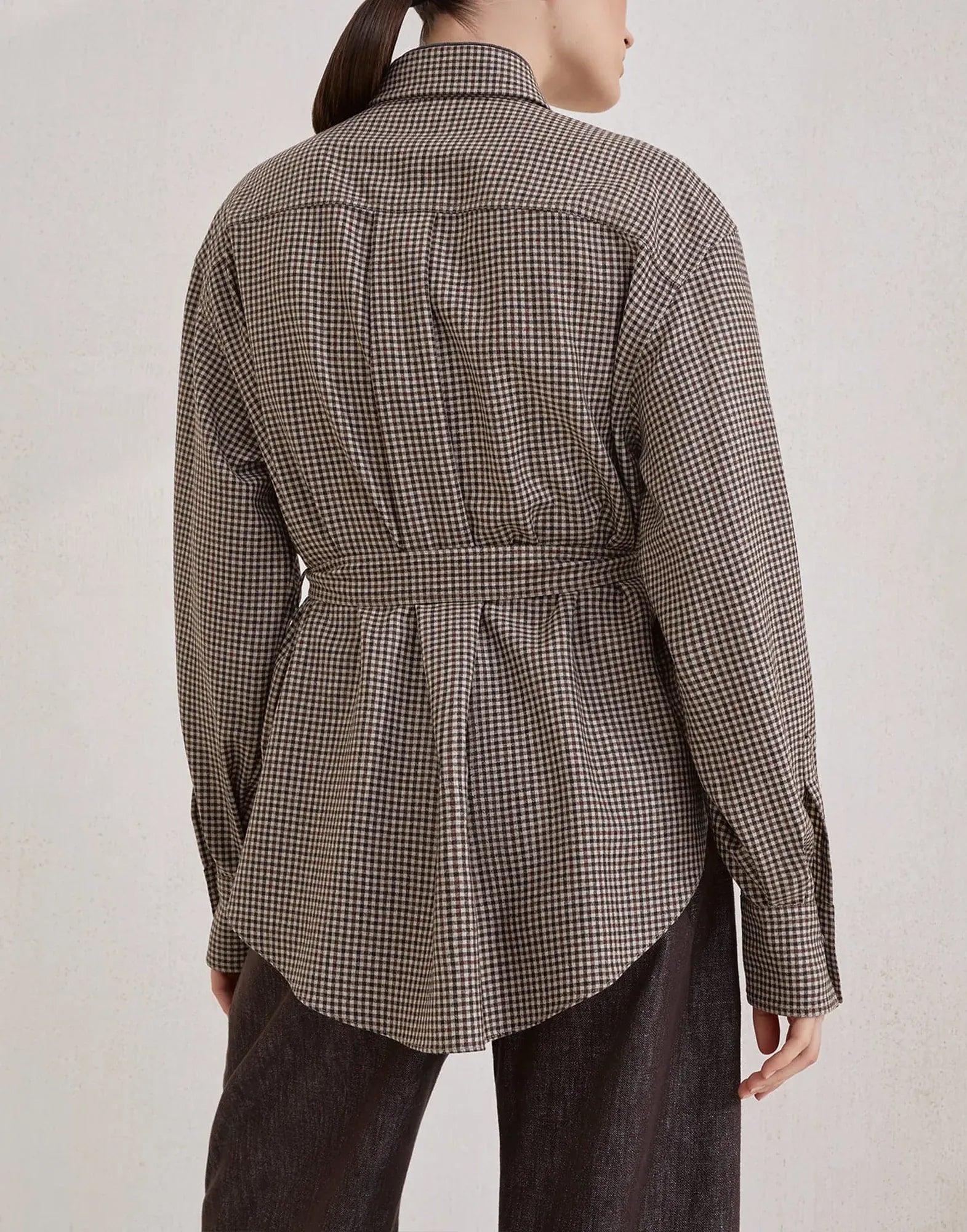 Brunello Cucinelli Wool Check Belted Shirt