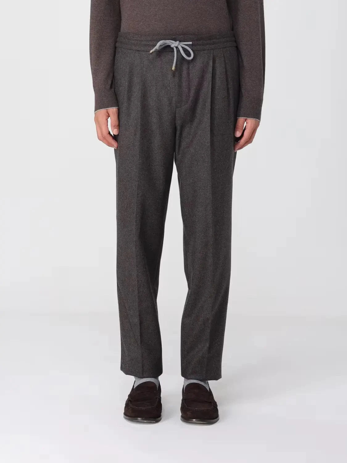 Brunello Cucinelli Wool Double-Pleated Drawstring Track Pants