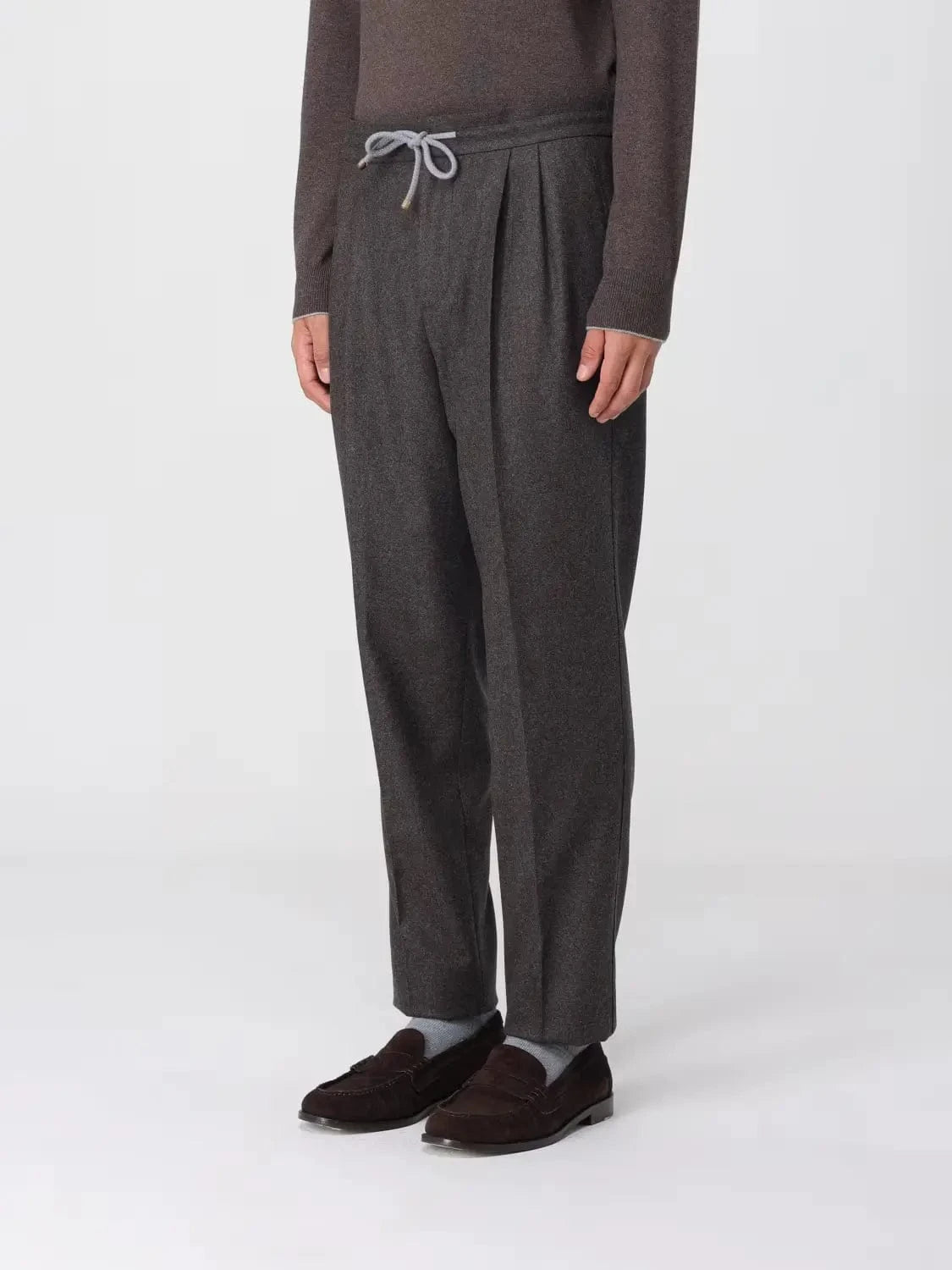 Brunello Cucinelli Wool Double-Pleated Drawstring Track Pants