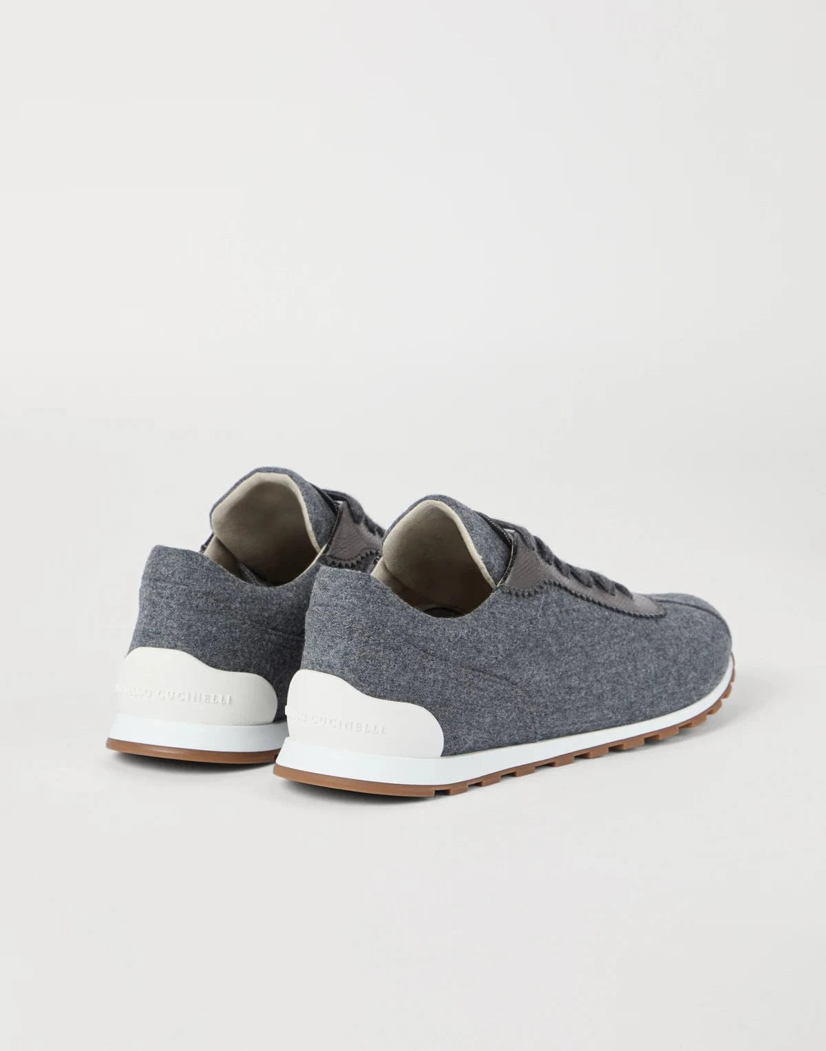 Brunello Cucinelli Wool Flannel Lamé Monili Sneakers