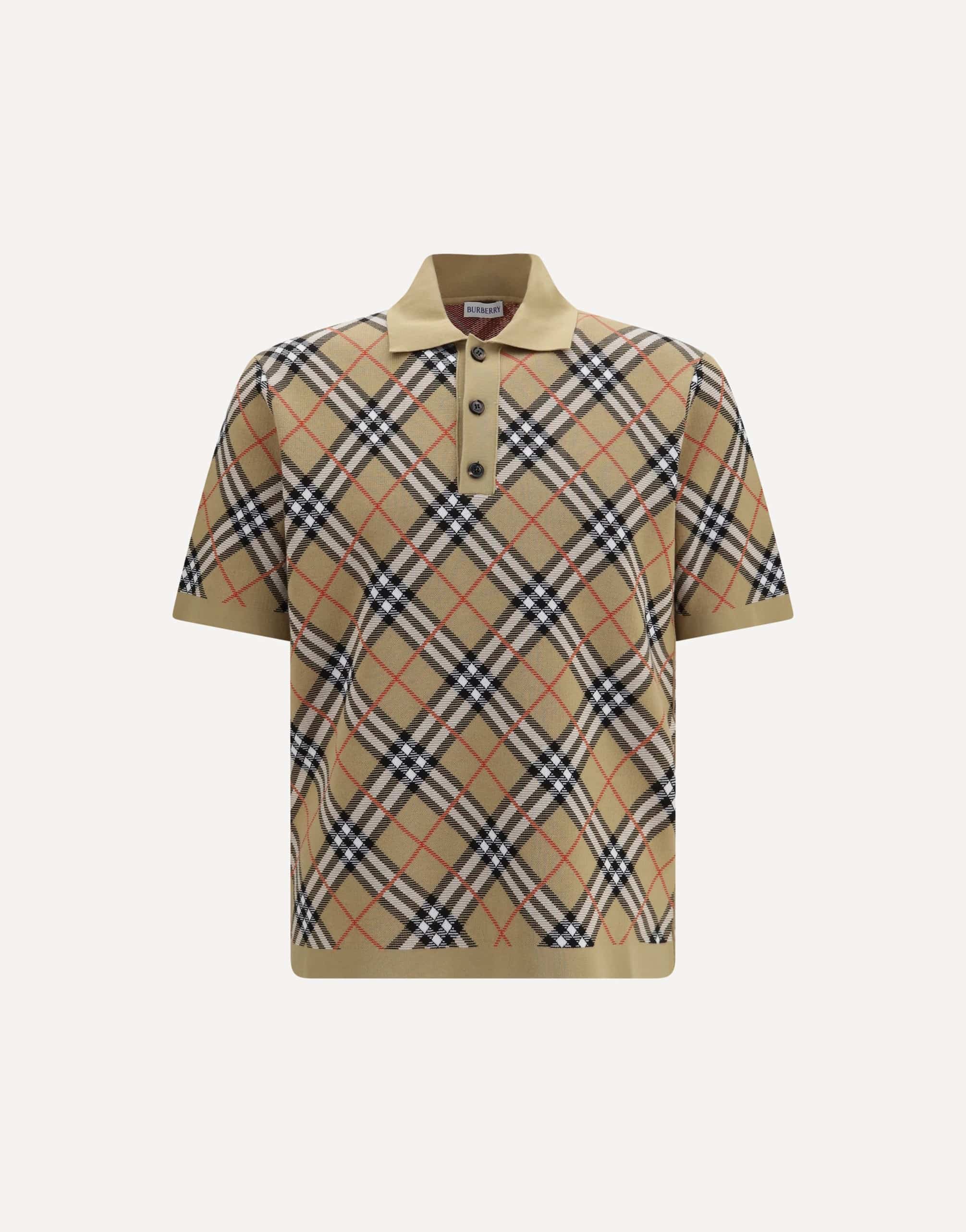 Burberry Check Cotton Blend Polo Shirt Short Sleeve