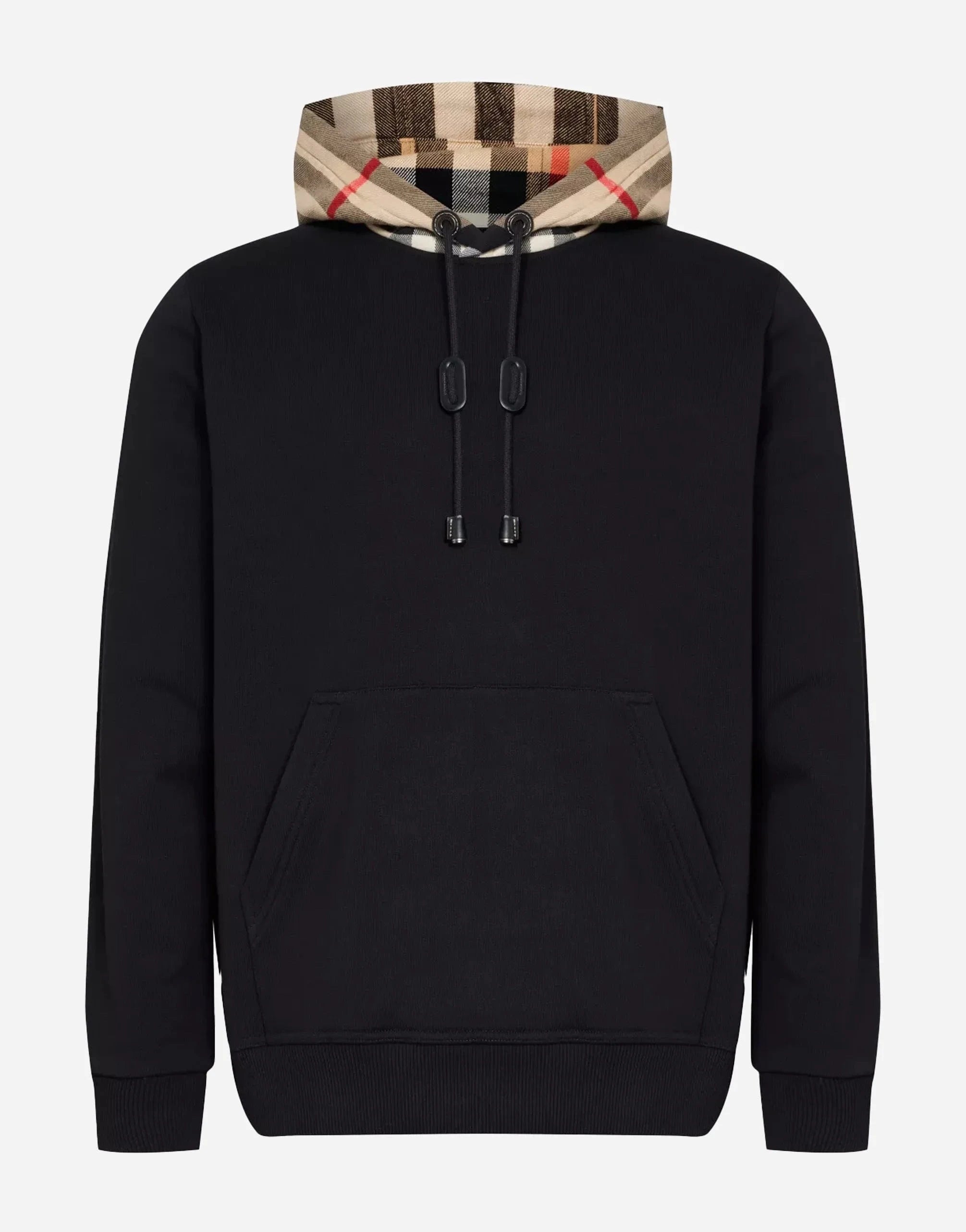 Burberry Check Hood Cotton Blend Hoodie