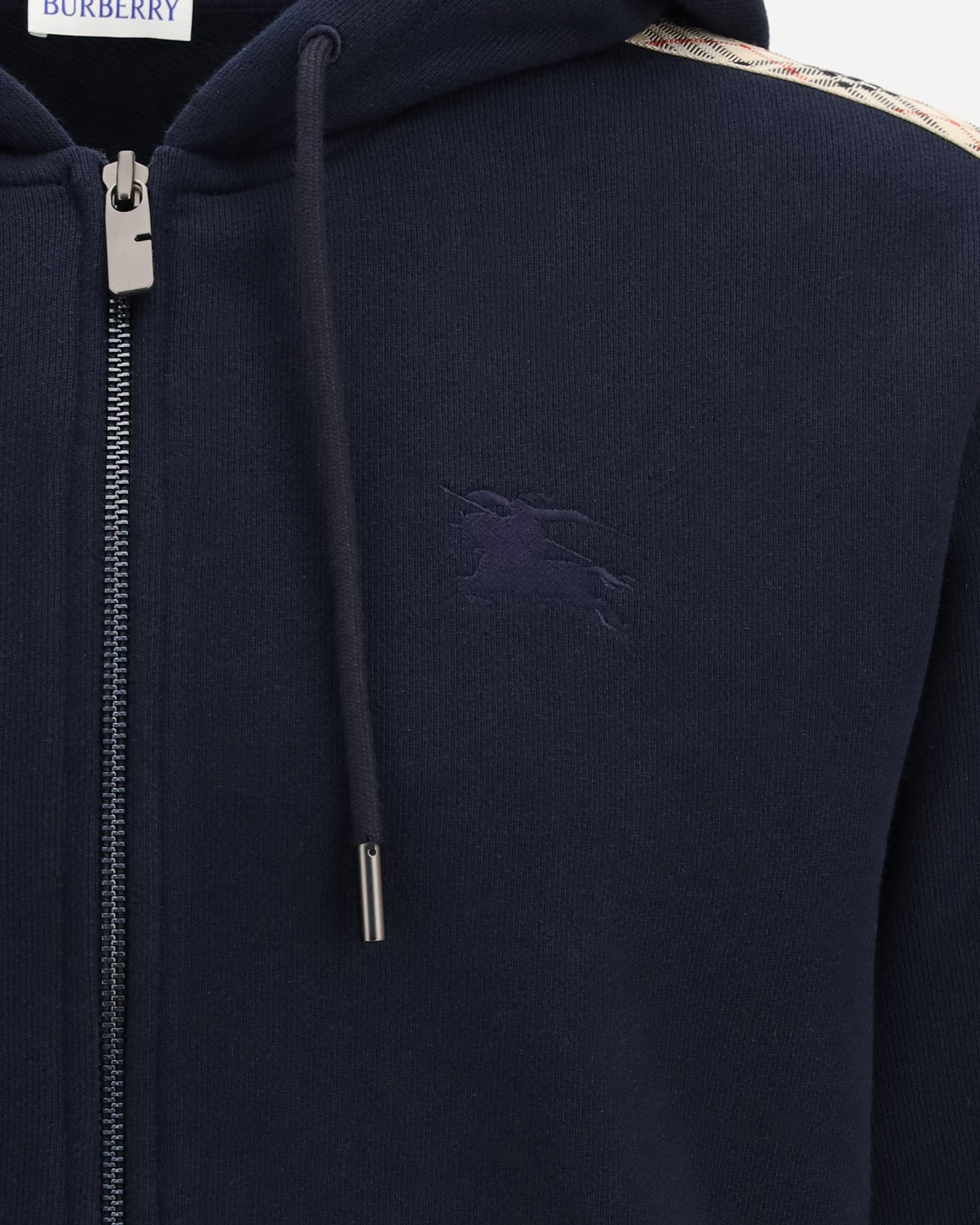 Burberry Check Trim Cotton Zip Hoodie