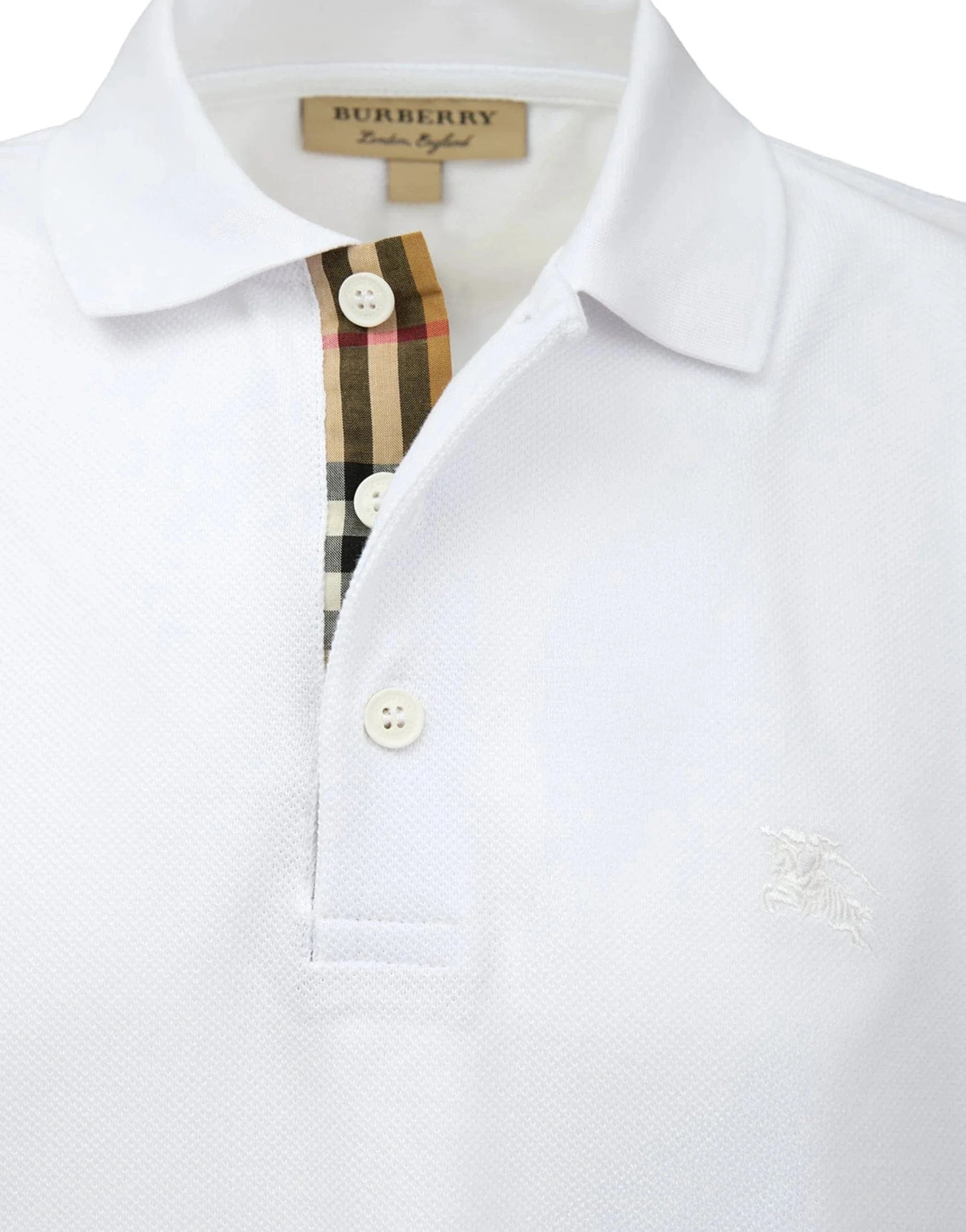Burberry Checkered Placket Cotton Polo