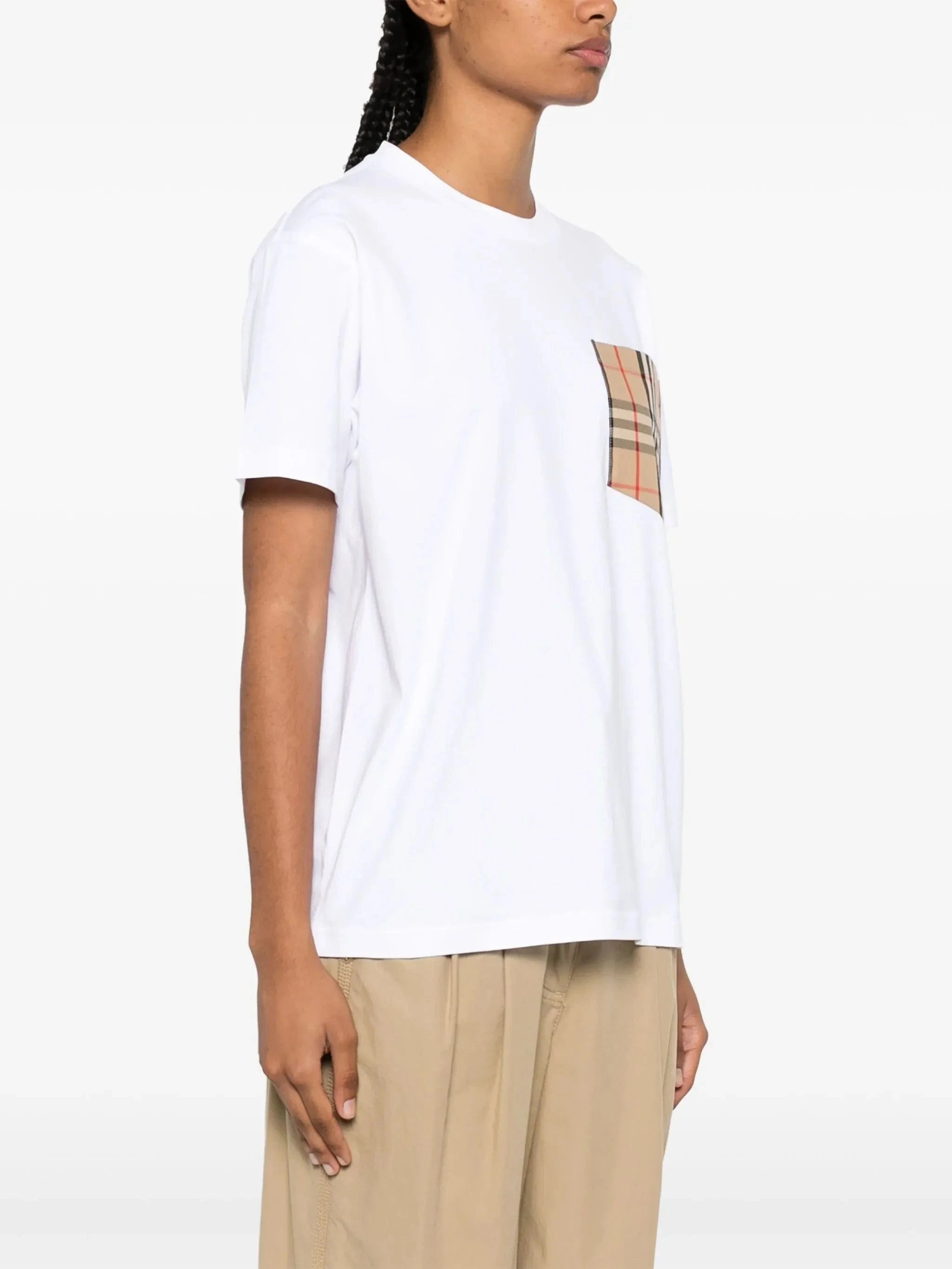 T-shirt Burberry in cotone a maniche corte con tasca a contrasto