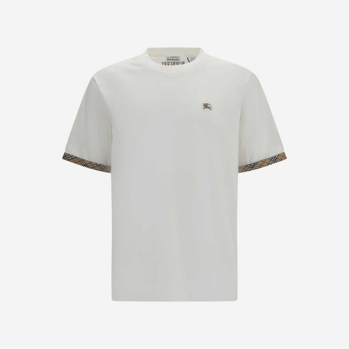 Burberry Cotton T-Shirt With Check Trims | Sendegaro