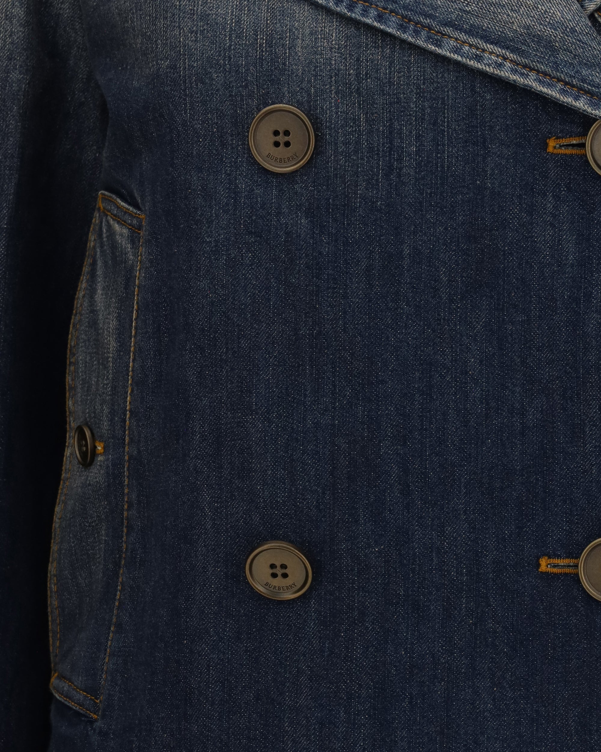 Burberry Cropped Double-Breasted Denim Jacket