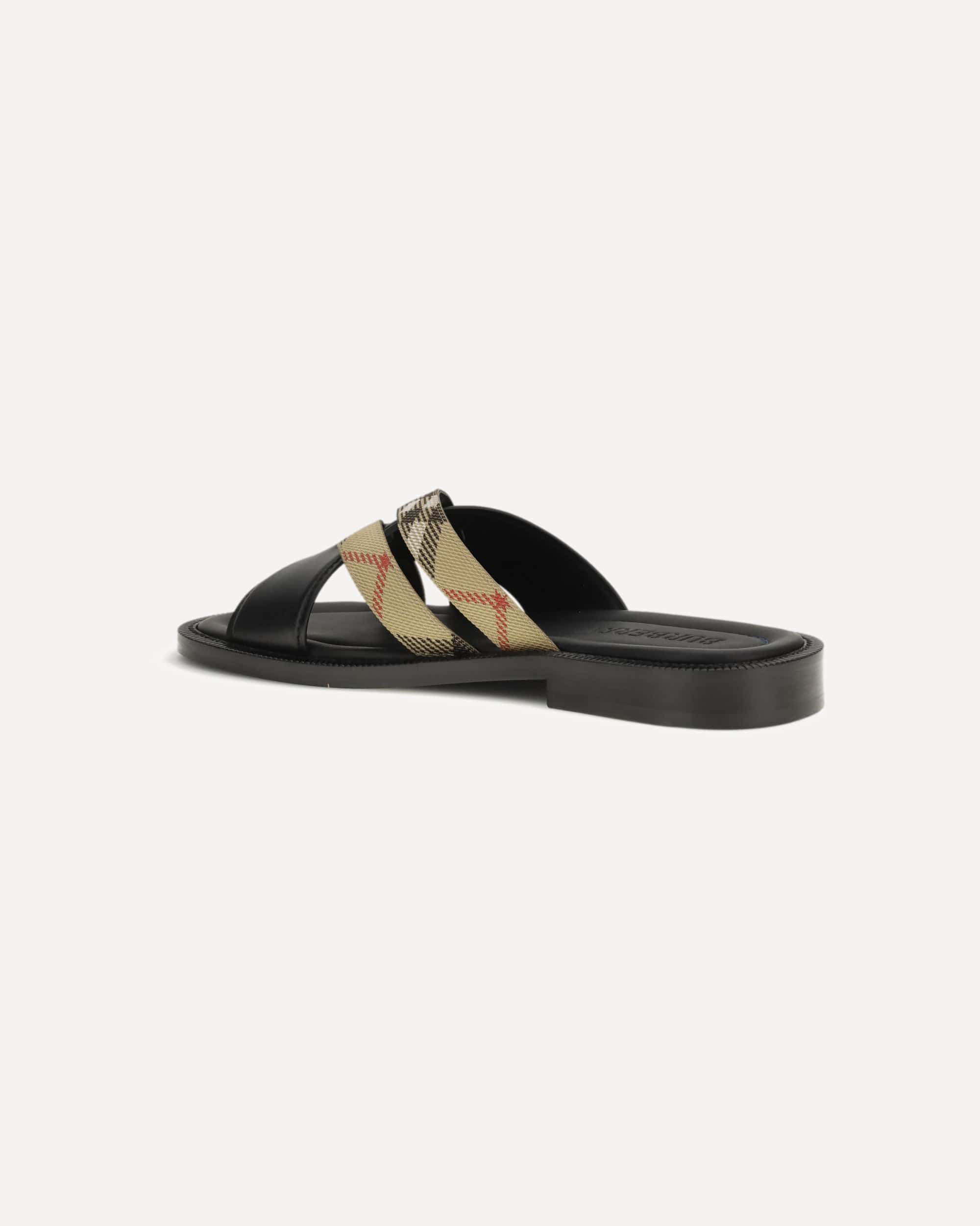 Burberry Drift Leather Cross-Strap Sandals