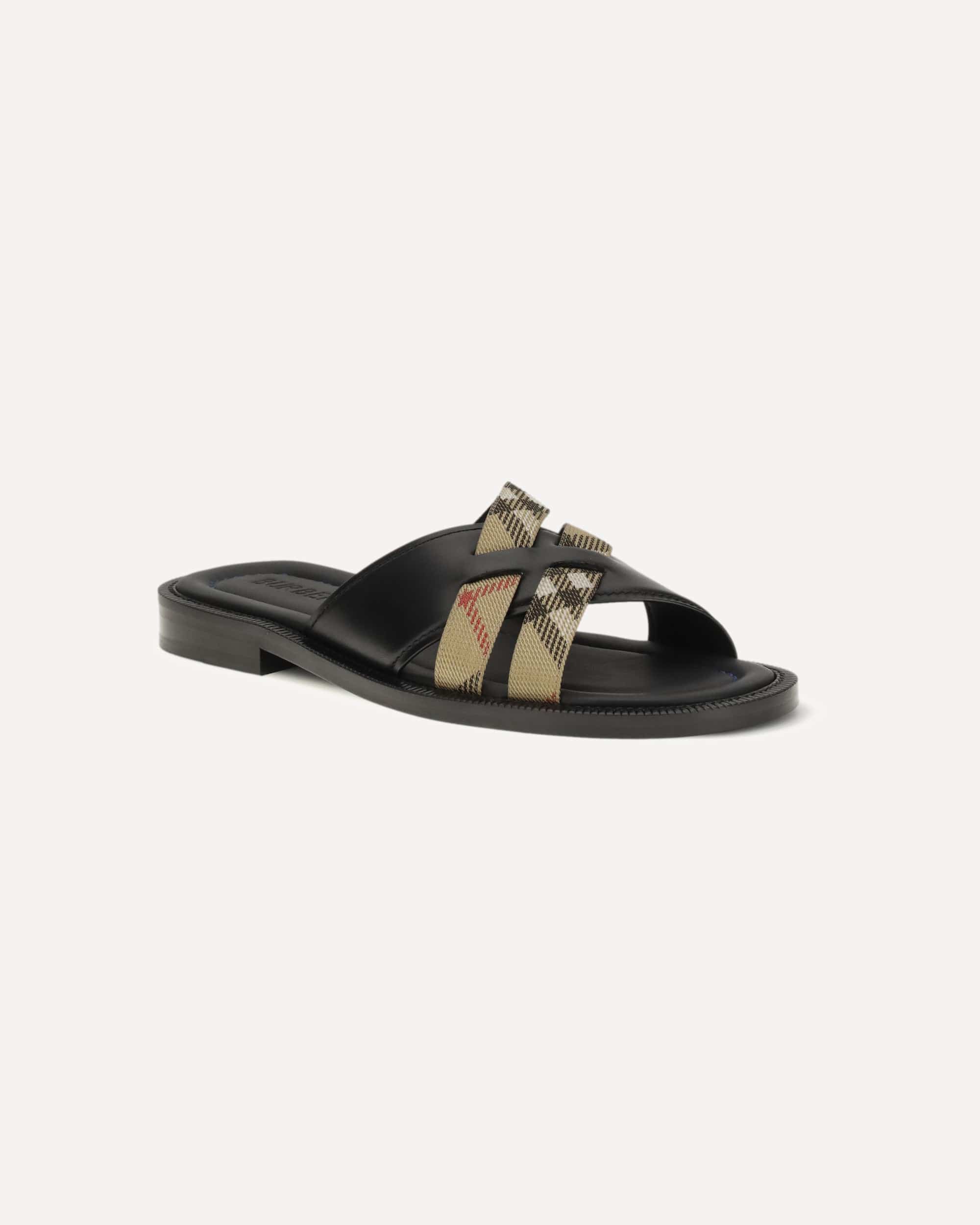 Burberry Drift Leather Cross-Strap Sandals - alternate view