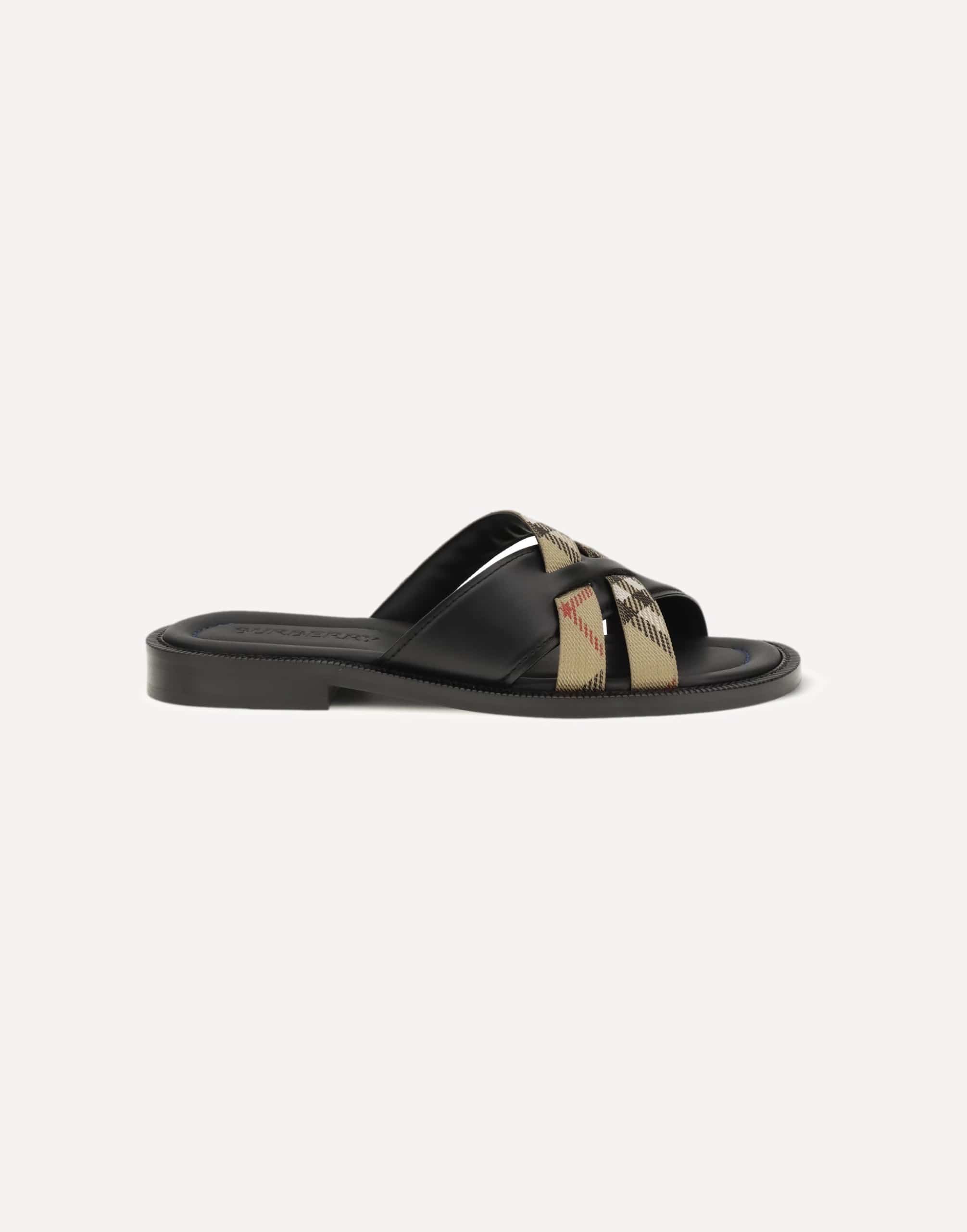 Burberry Drift Leather Cross-Strap Sandals