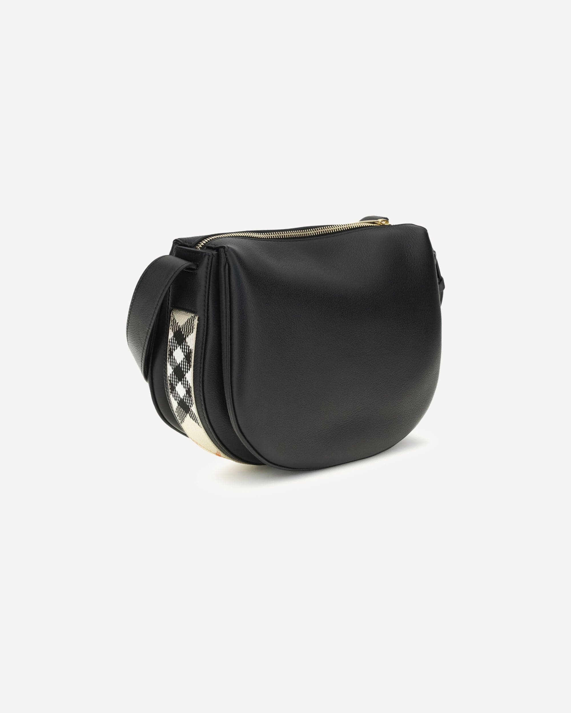 Burberry Embossed Leather Shoulder Bag Logo Patch
