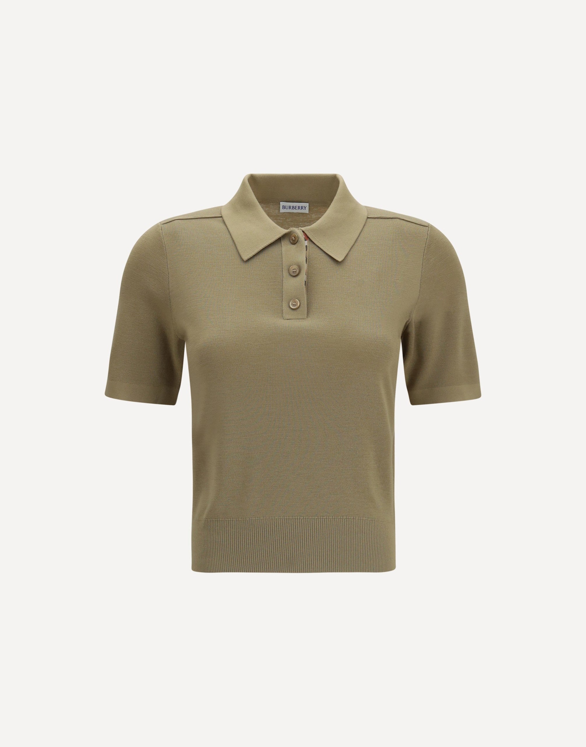 Burberry Knit Polo With Check Trim