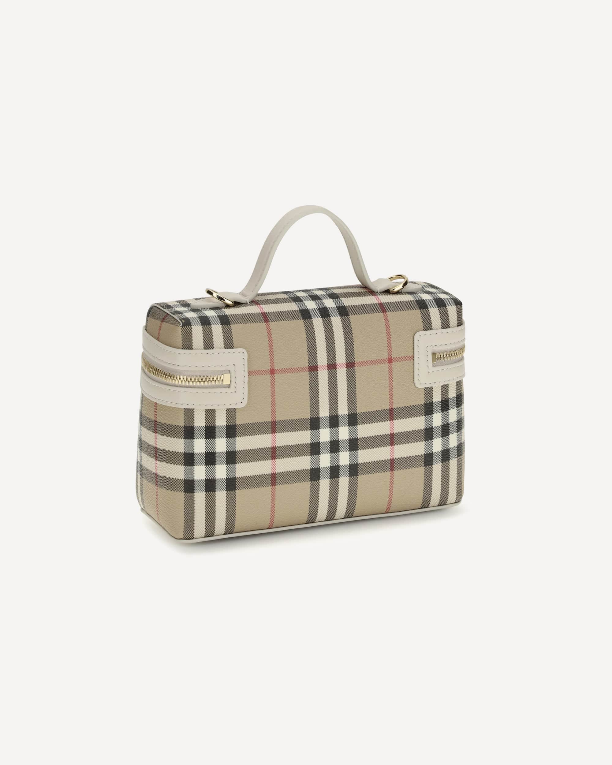 Burberry London ミニハンドバッグ  ポーチ　バニティ BURBERRY（バーバリー） ミニポーチ ブラック ミニバニティ キャンバス