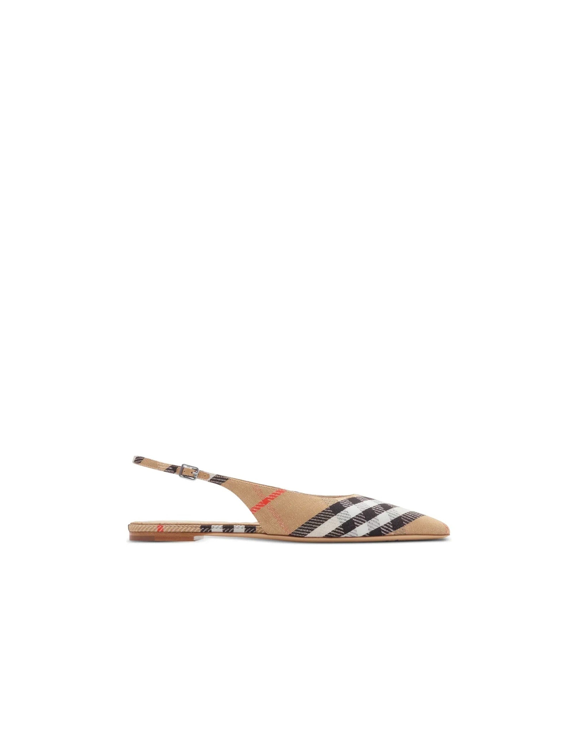 حذاء فلات Slingback بنقشة Vintage Check من Burberry