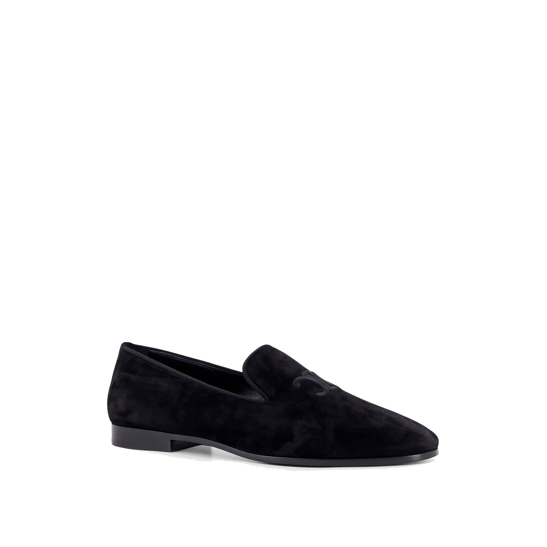 Celine Velvet Loafers With Embroidered Triomphe Logo - alternate view