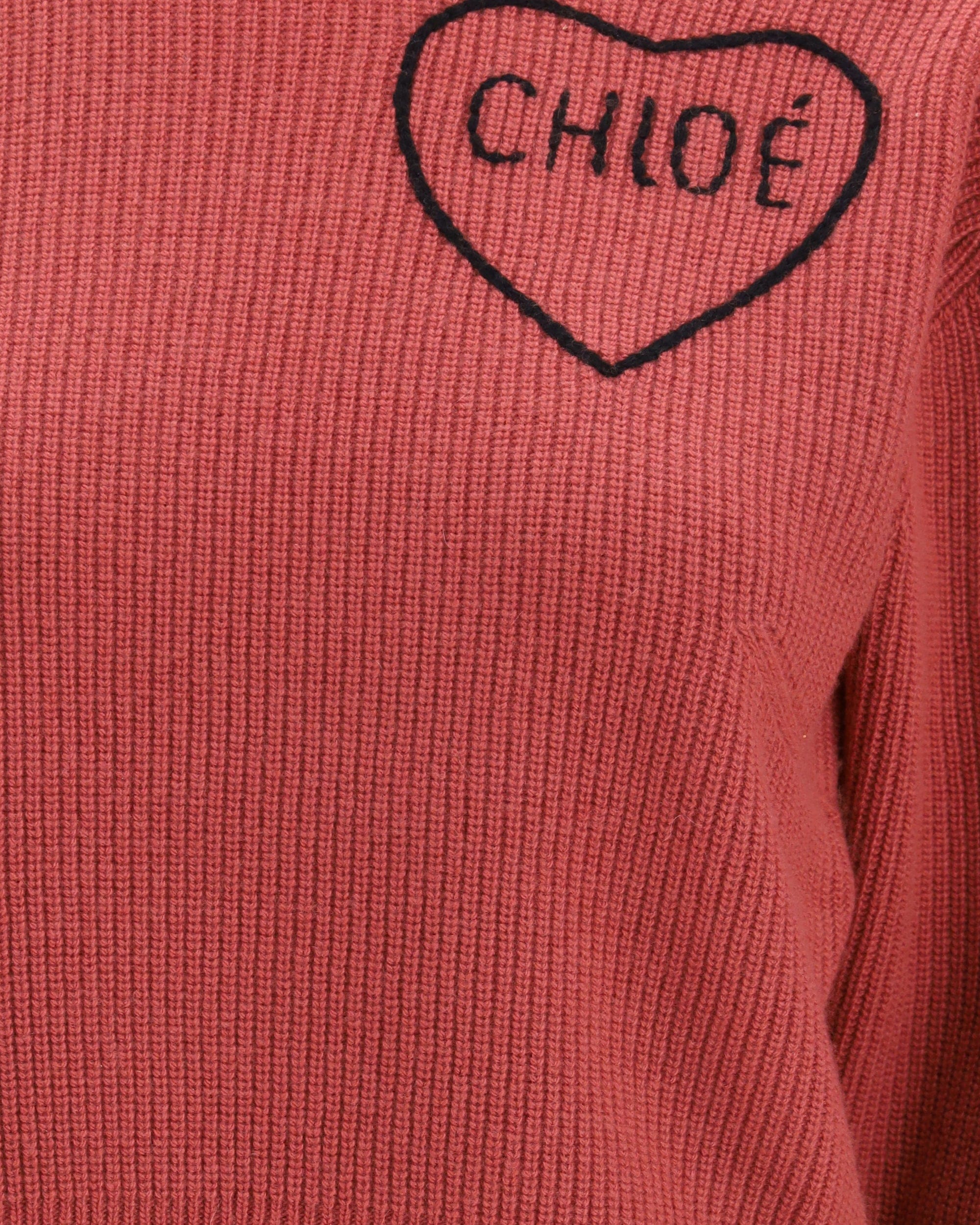 Chloé Embroidered Heart Cropped Pullover