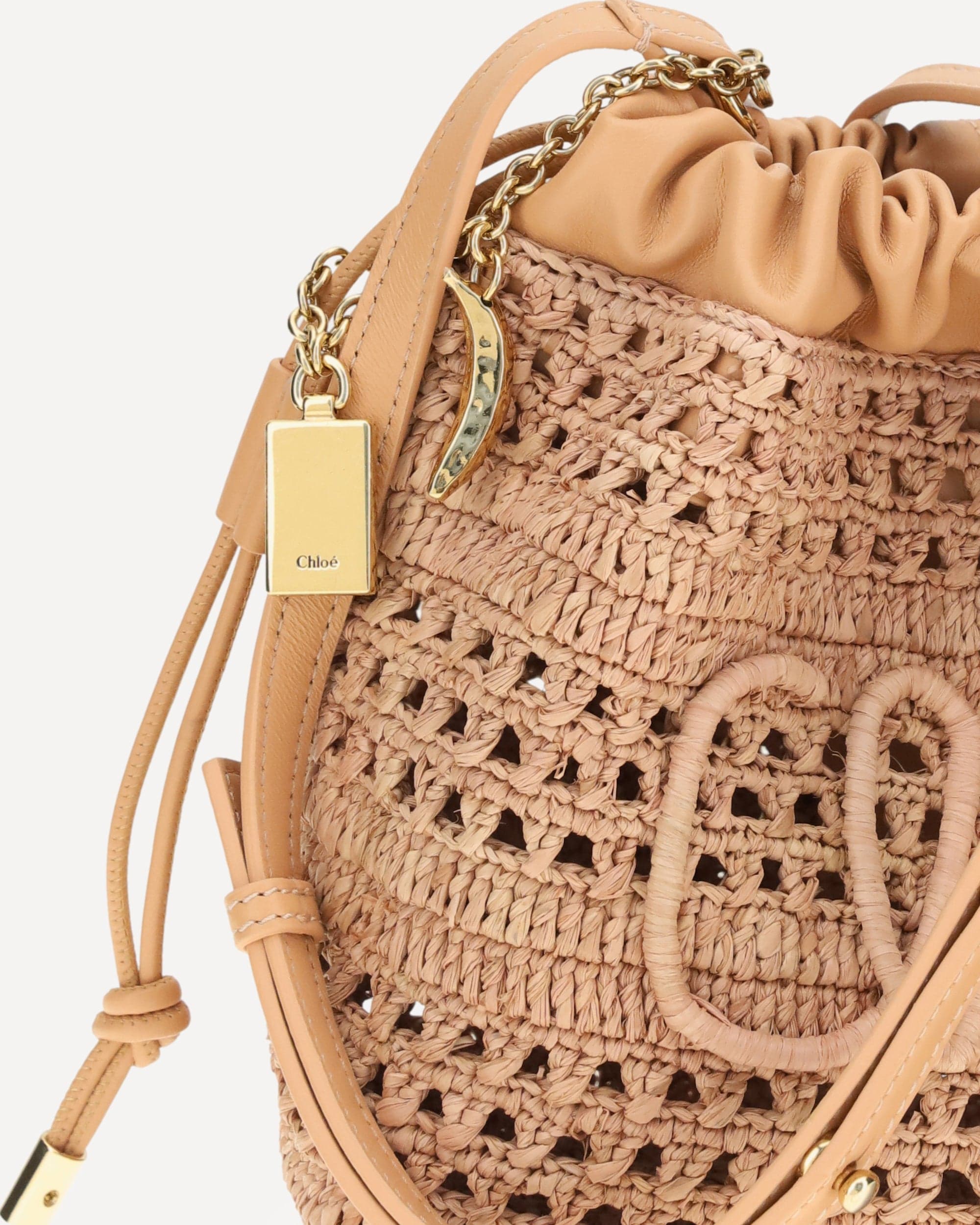 Chloé Chloé Raffia Drawstring Shoulder Bag