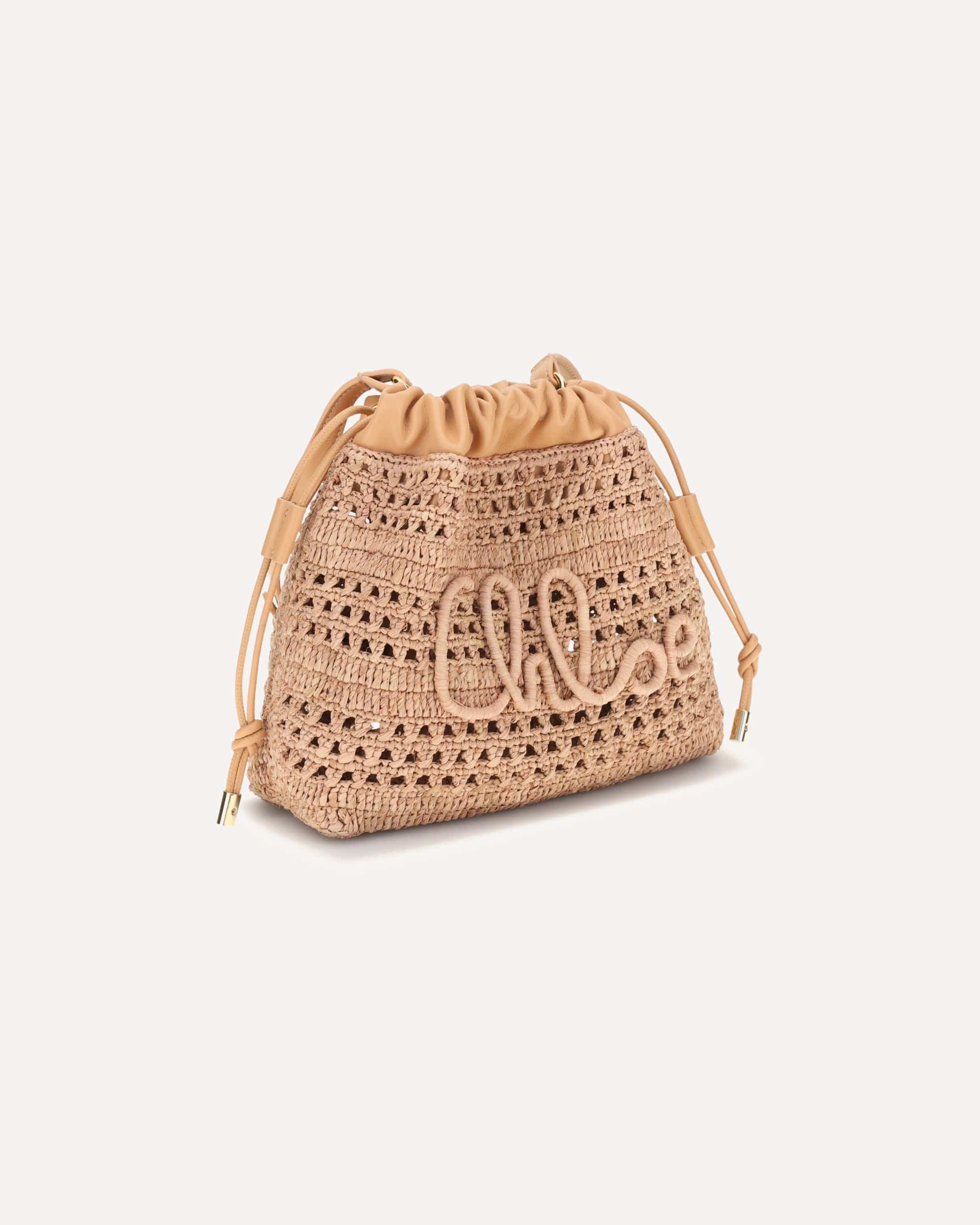 Chloé Chloé Raffia Drawstring Shoulder Bag