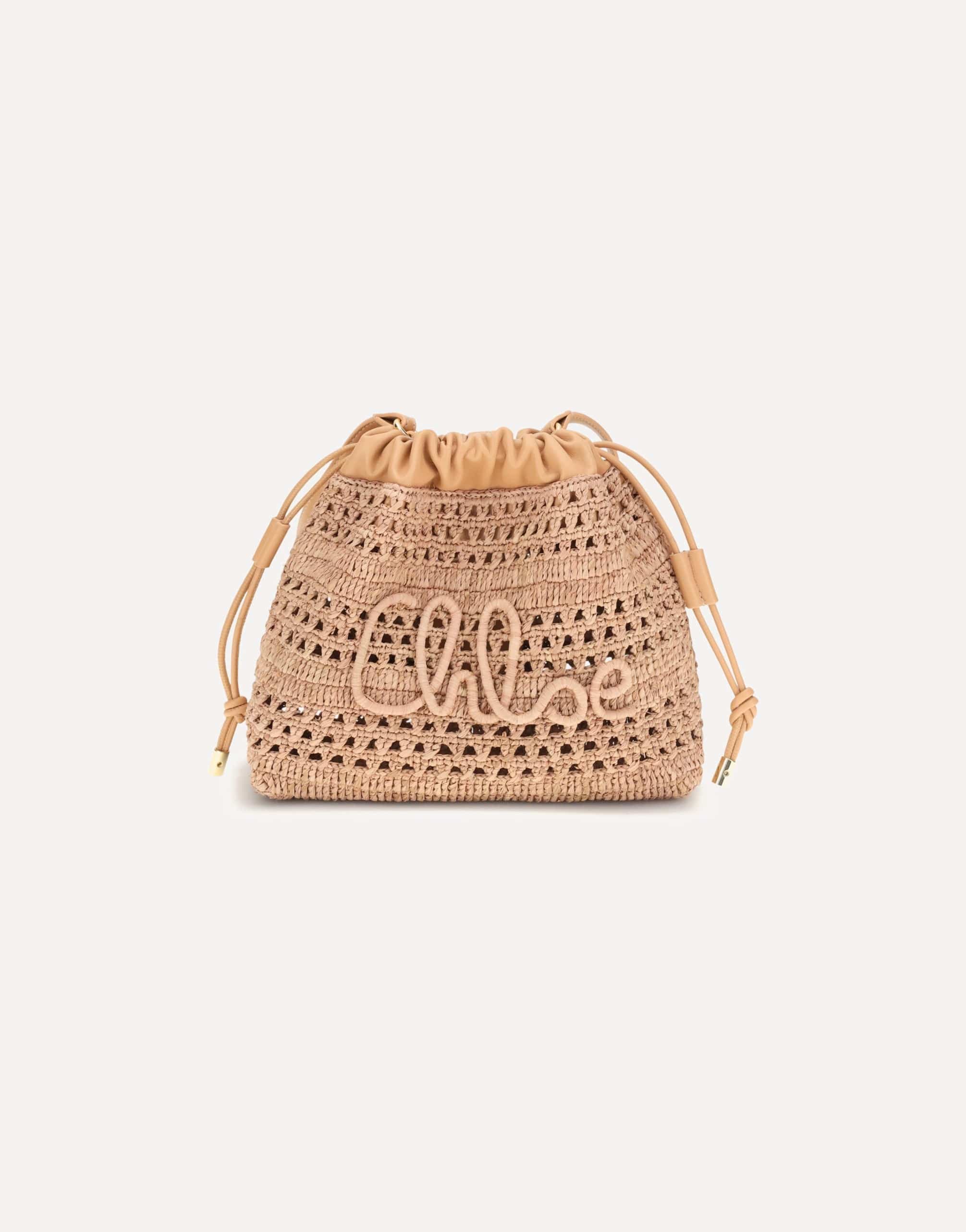 Chloé Chloé Raffia Drawstring Shoulder Bag