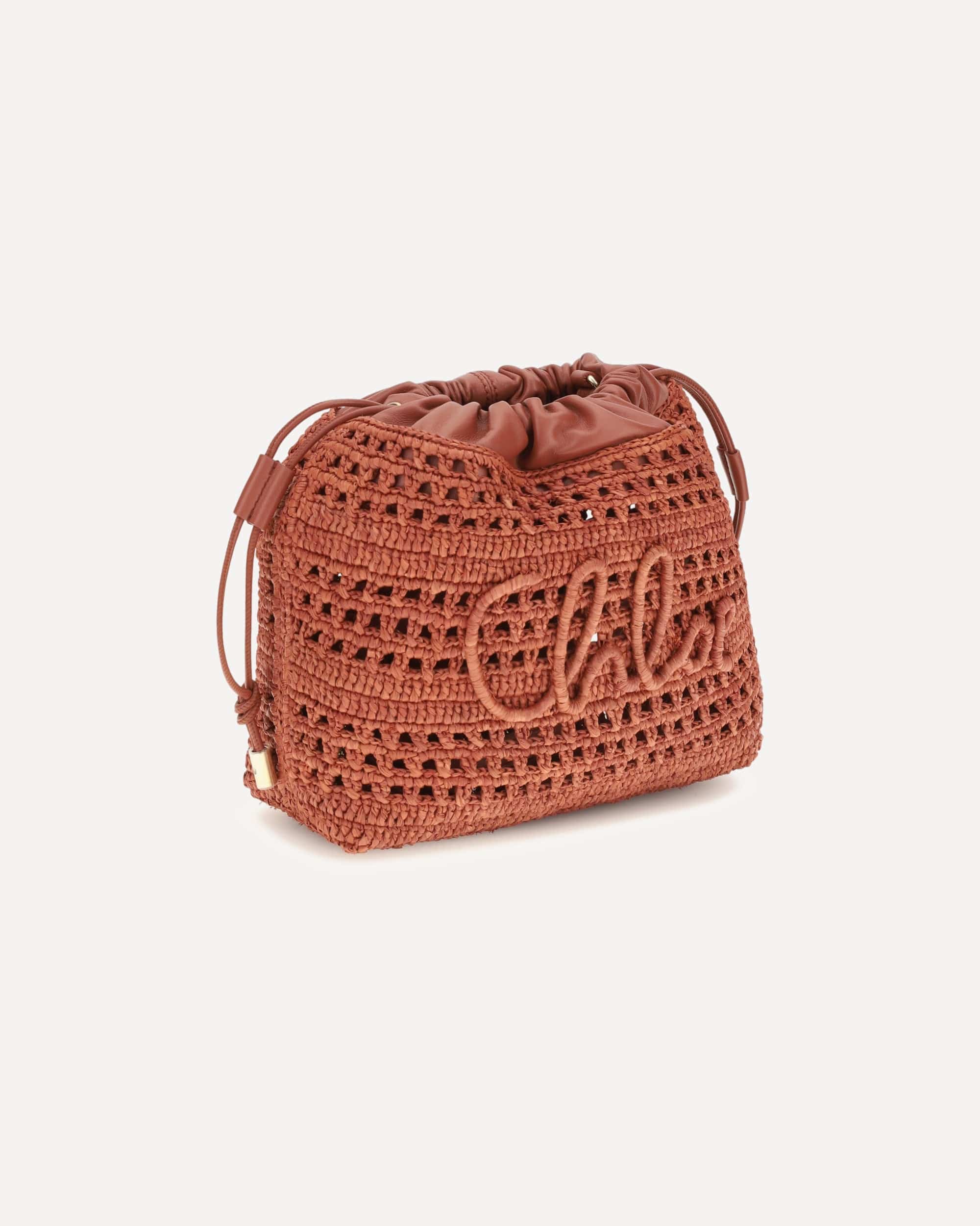 Chloé Chloé Raffia Drawstring Shoulder Bag