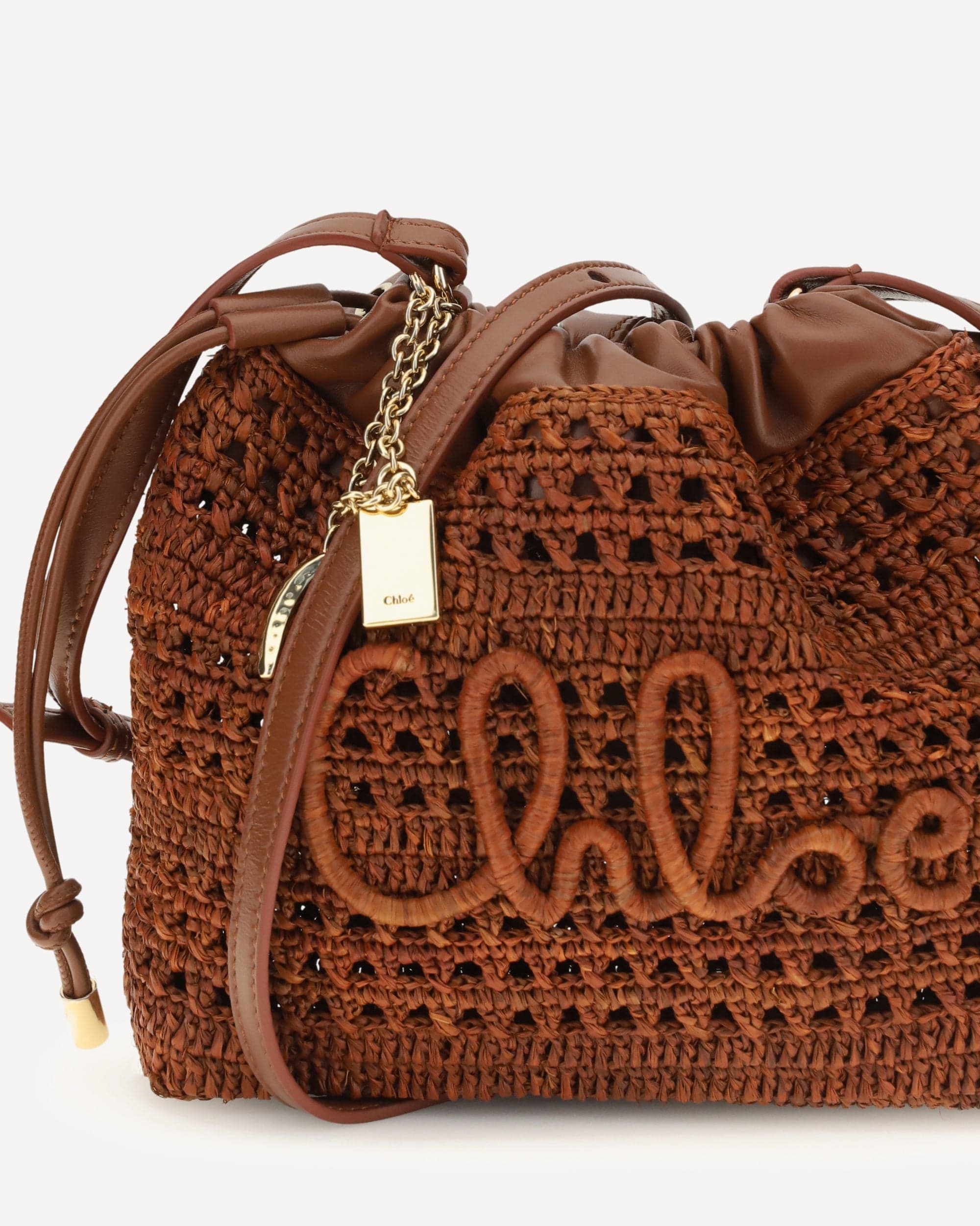 Chloé Chloé Raffia Drawstring Shoulder Bag