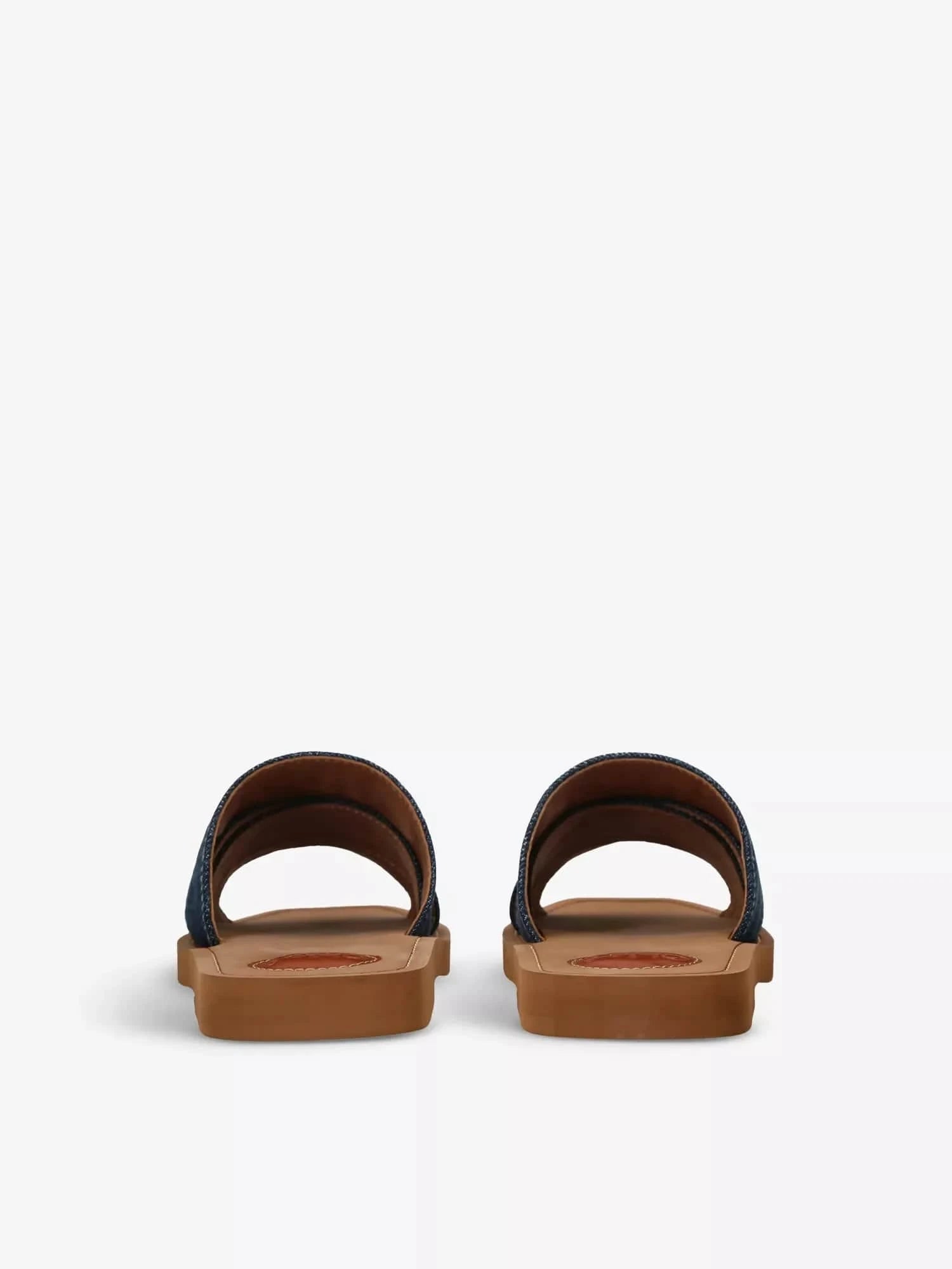 Chloé Woody Logo-Embroidered Denim Slides