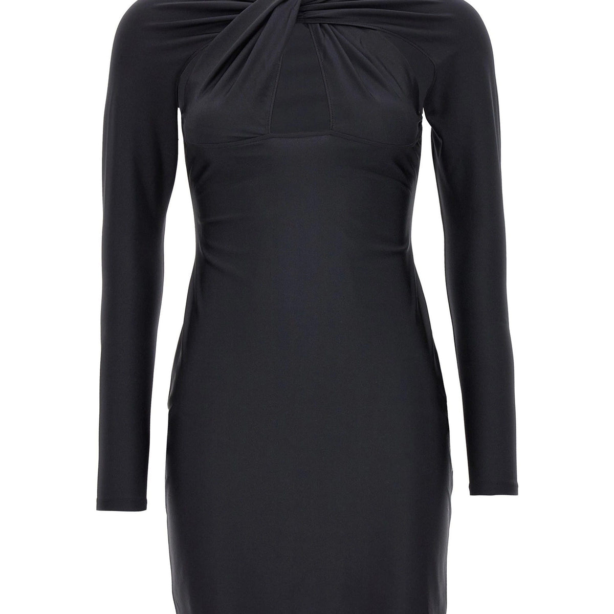 long sleeve twist neckline cut out mini dress Here To Stun Twist-Front Cutout Mini Dress