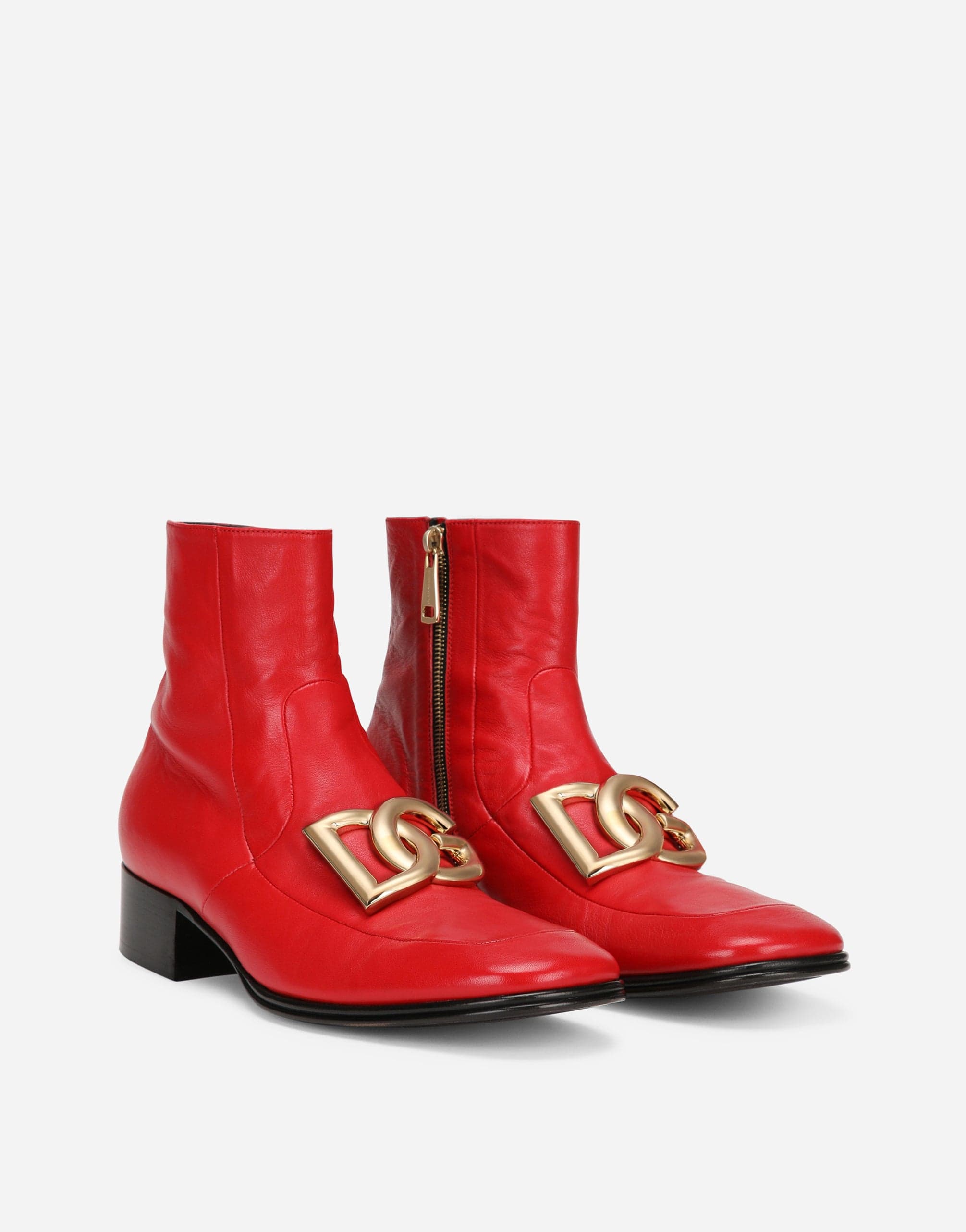 Dolce & Gabbana Leather Ankle Boots With DG Logo
