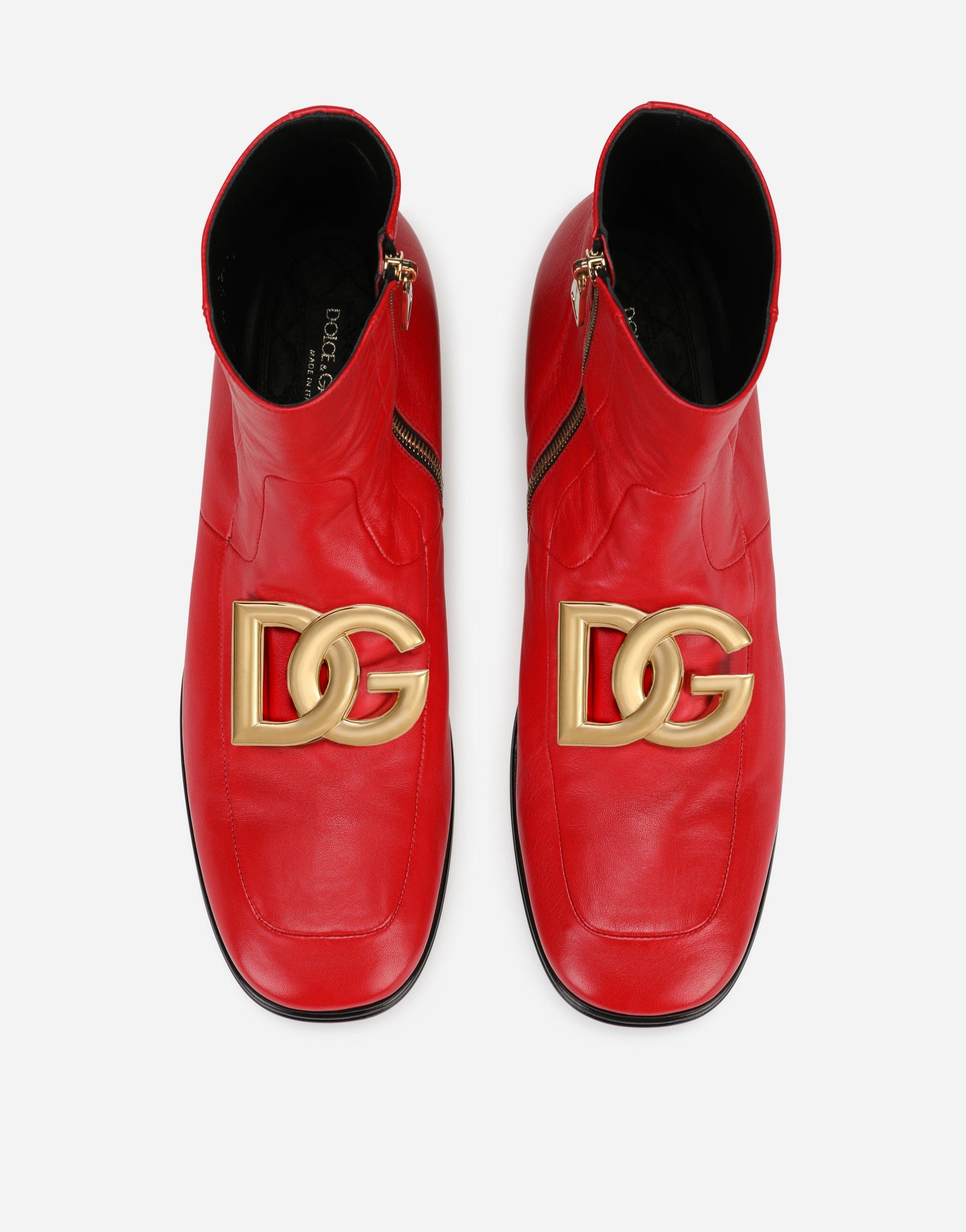Dolce & Gabbana Leather Ankle Boots With DG Logo