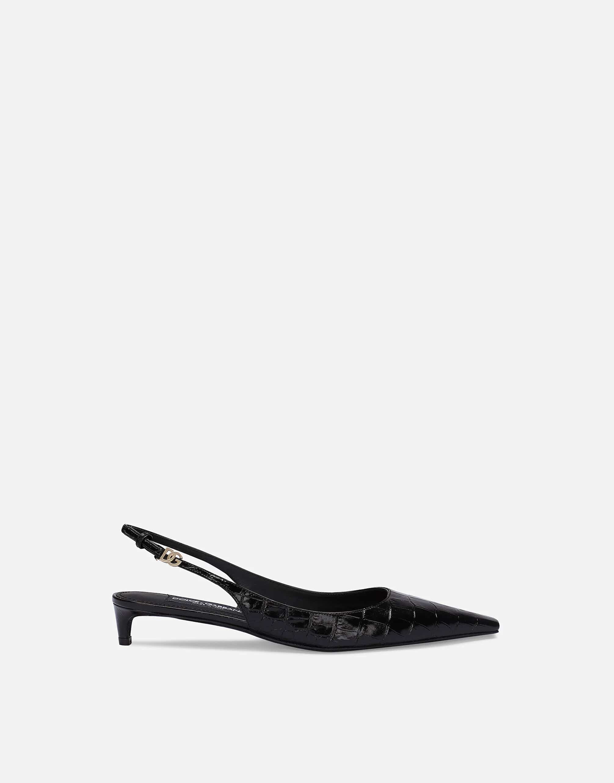 Dolce & Gabbana 40mm Croc-Effect Slingback Pumps