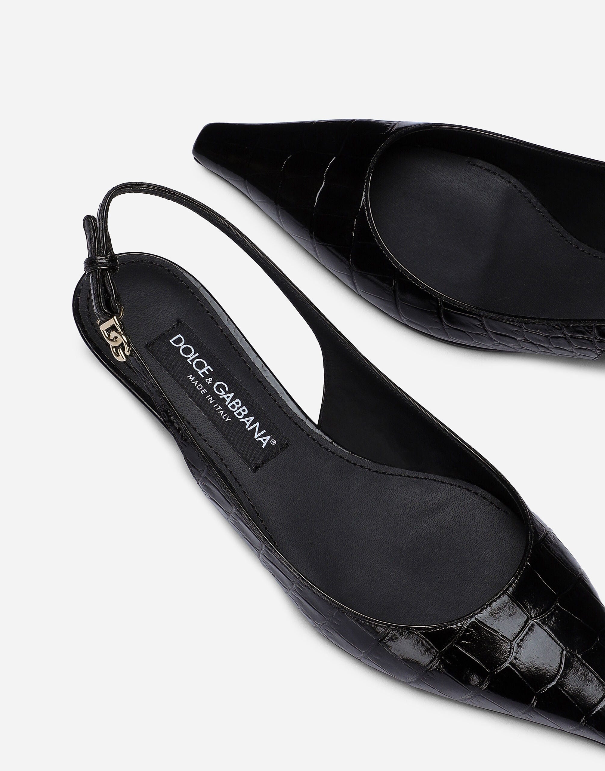 Dolce & Gabbana 40mm Croc-Effect Slingback Pumps