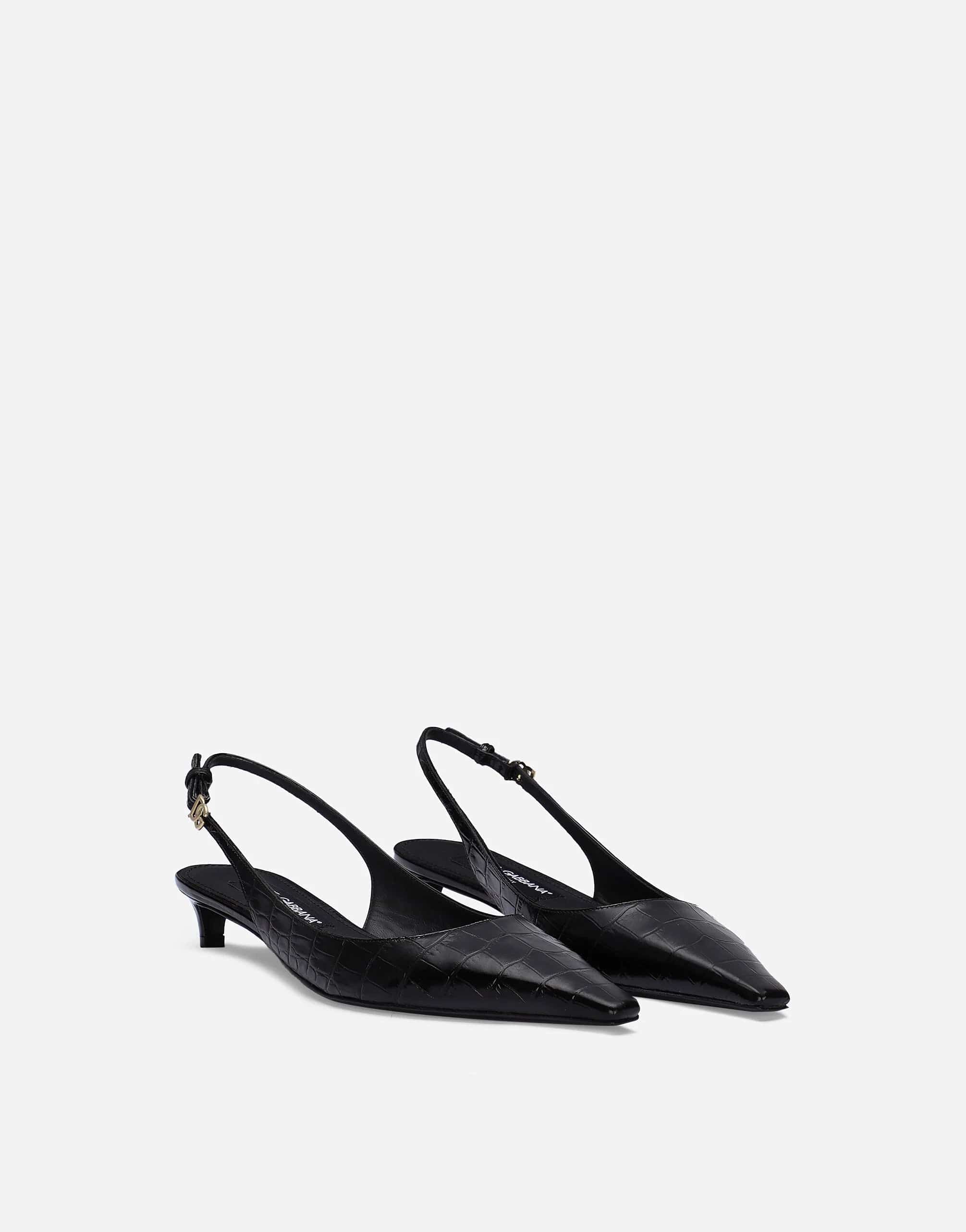 Dolce & Gabbana 40mm Croc-Effect Slingback Pumps