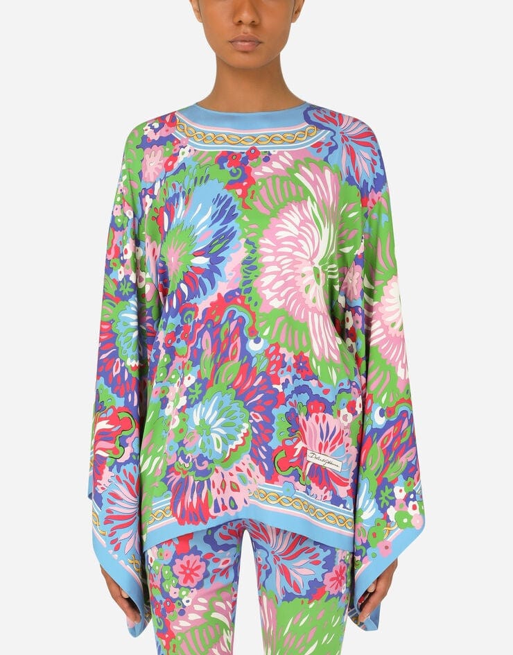 Dolce & Gabbana 60s-Print Charmeuse Blouse