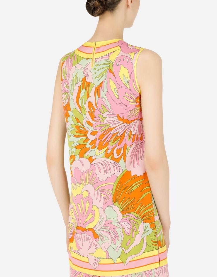 Dolce & Gabbana 60s-Print Charmeuse Top