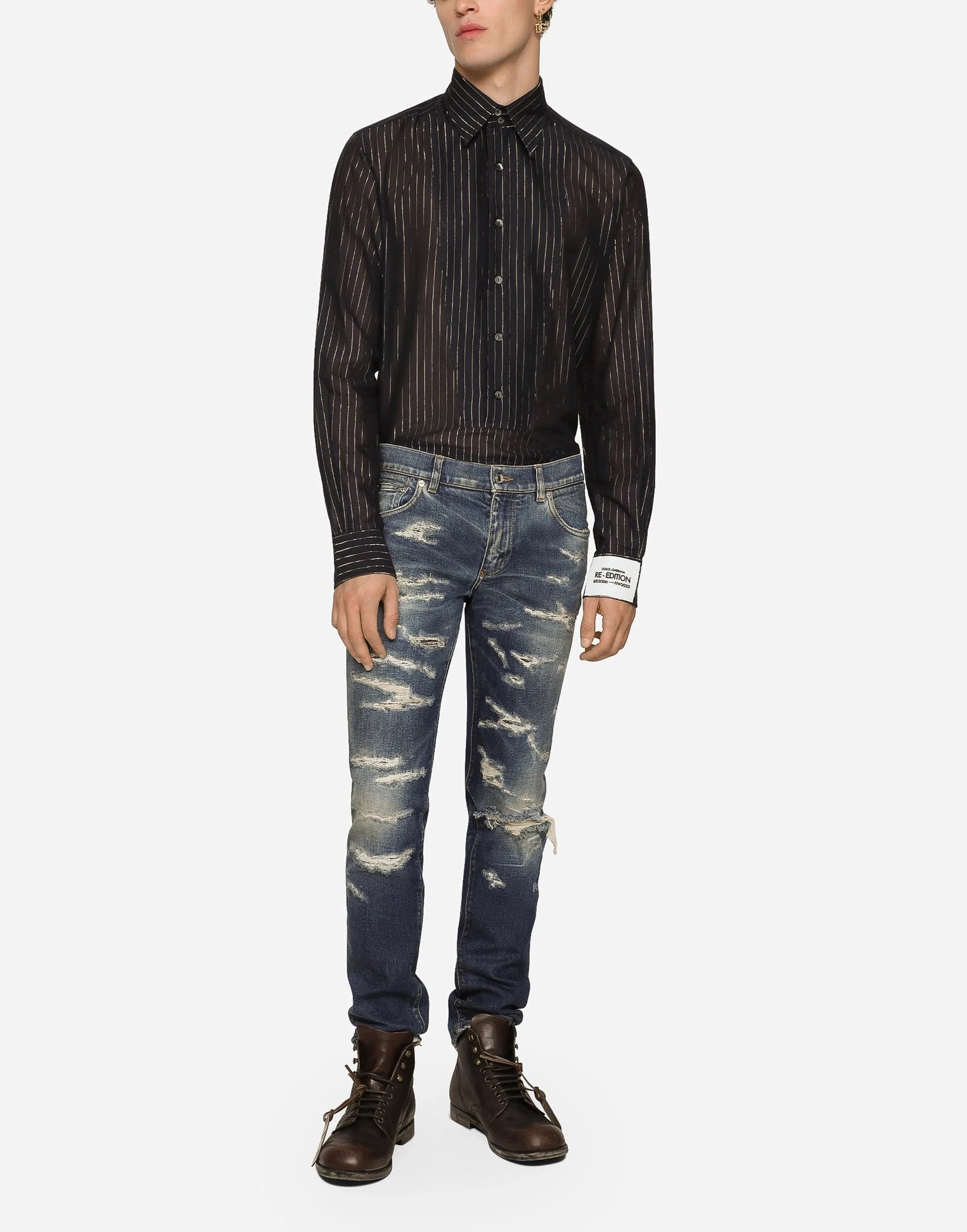 Dolce & Gabbana Abrasion Details Skinny Stretch Denim Jeans