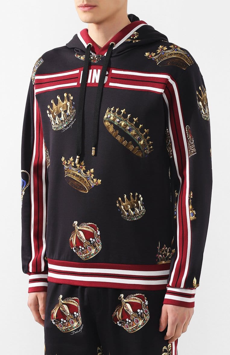 Dolce & Gabbana All-Over Crown Print Hoodie