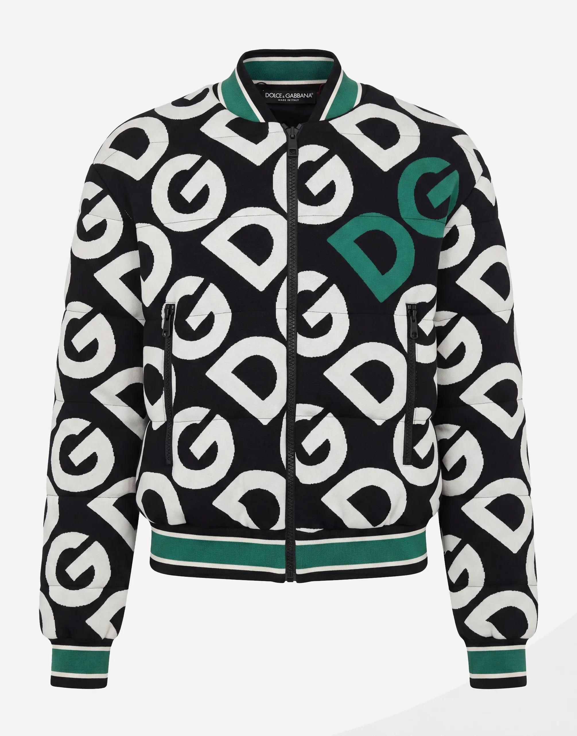 Dolce & Gabbana Dolce & Gabbana All-Over DG Logo Knit Bomber Jacket