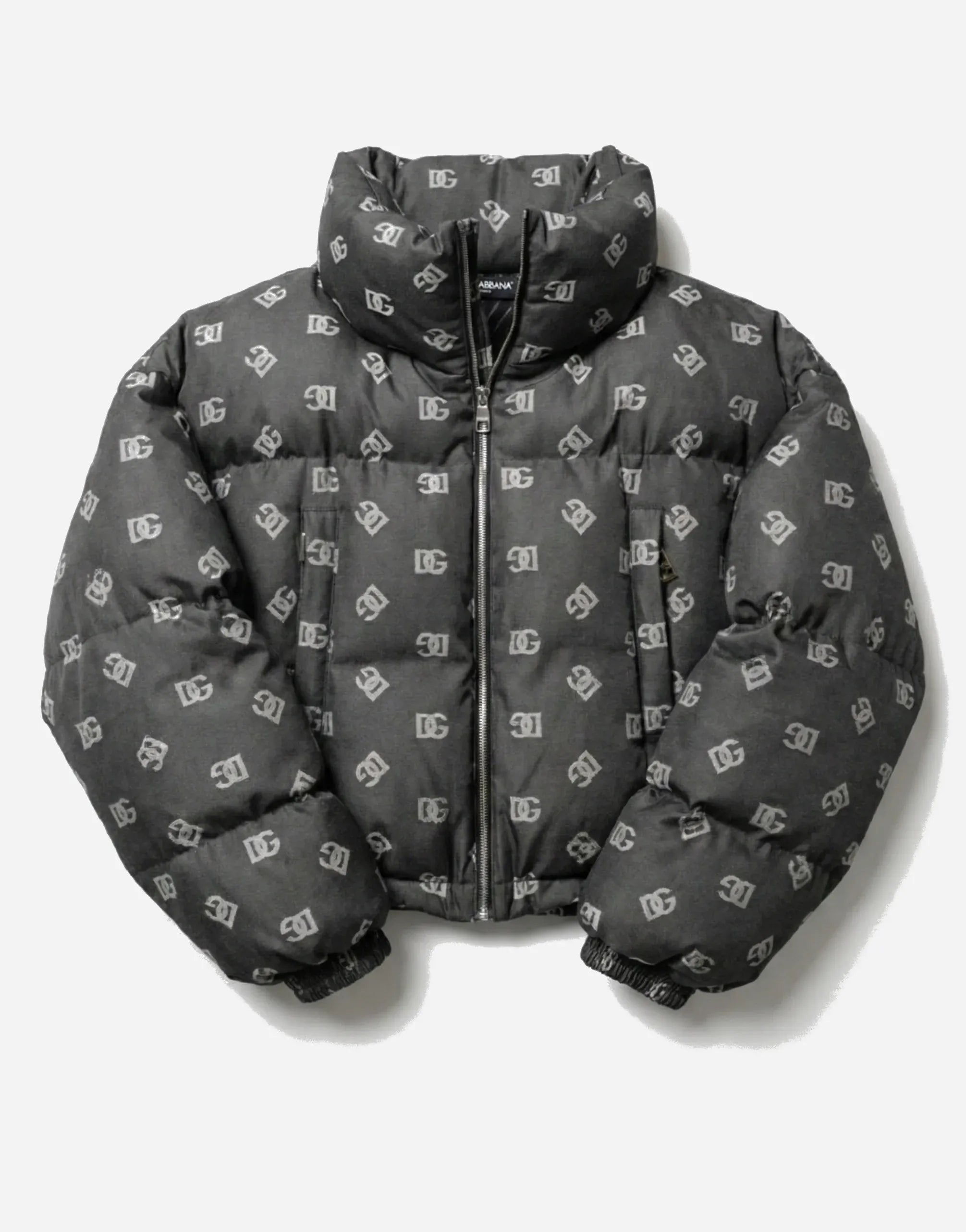 Dolce & Gabbana All-Over DG Monogram Cropped Nylon Puffer Jacket