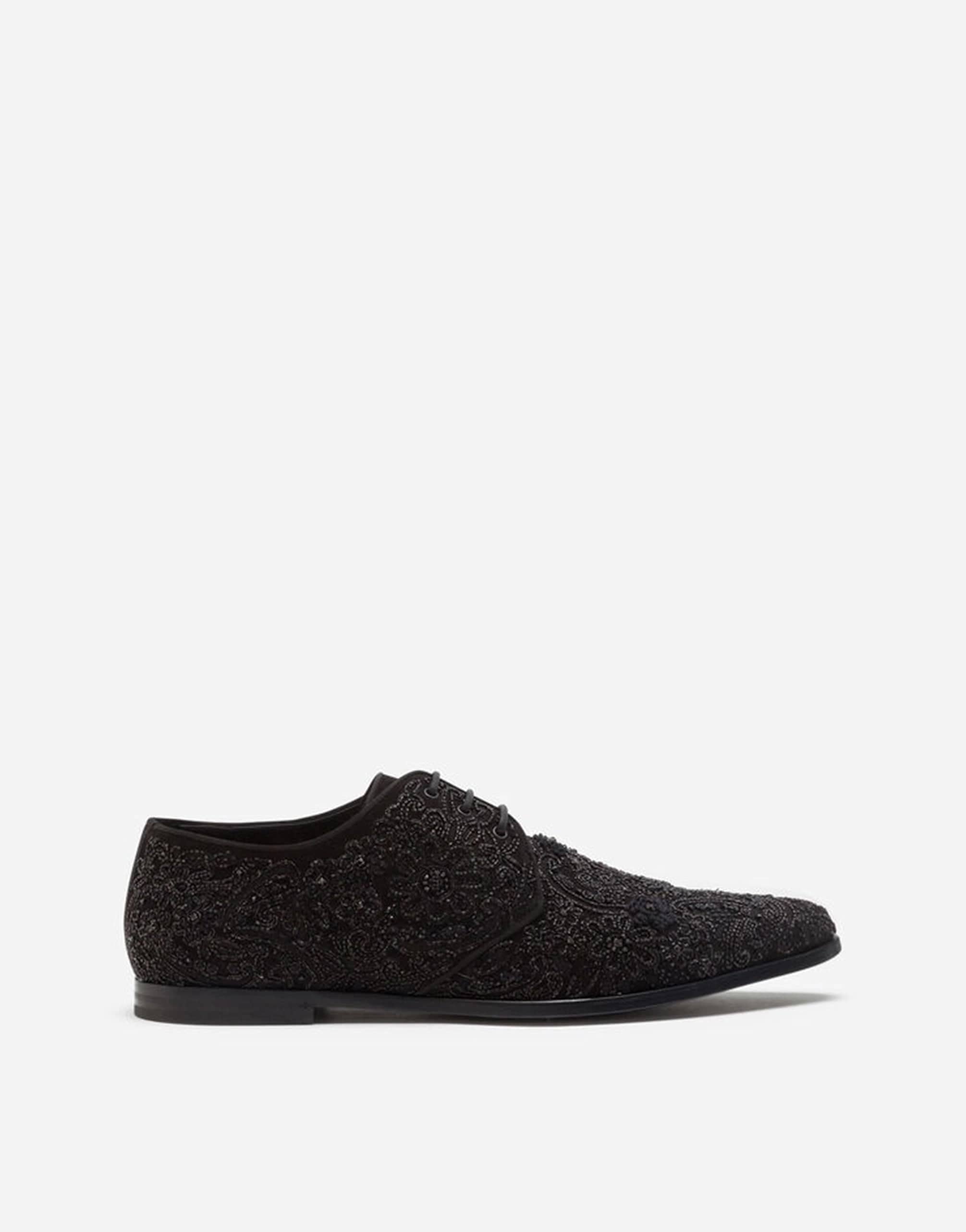 Dolce & Gabbana All-Over Embroidery Suede Derby Shoes