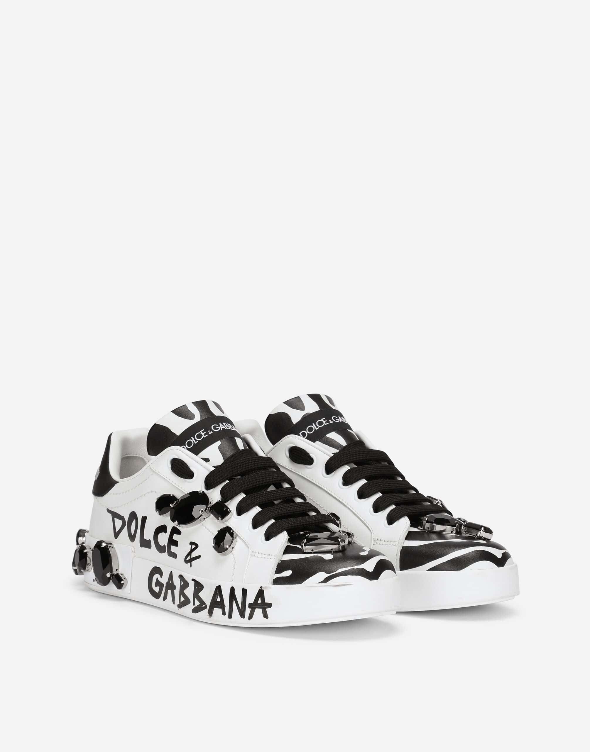 Dolce & Gabbana All-Over Logo Print Embellished Sneakers